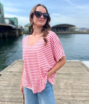 Pink Italian Collection Striped T Shirt