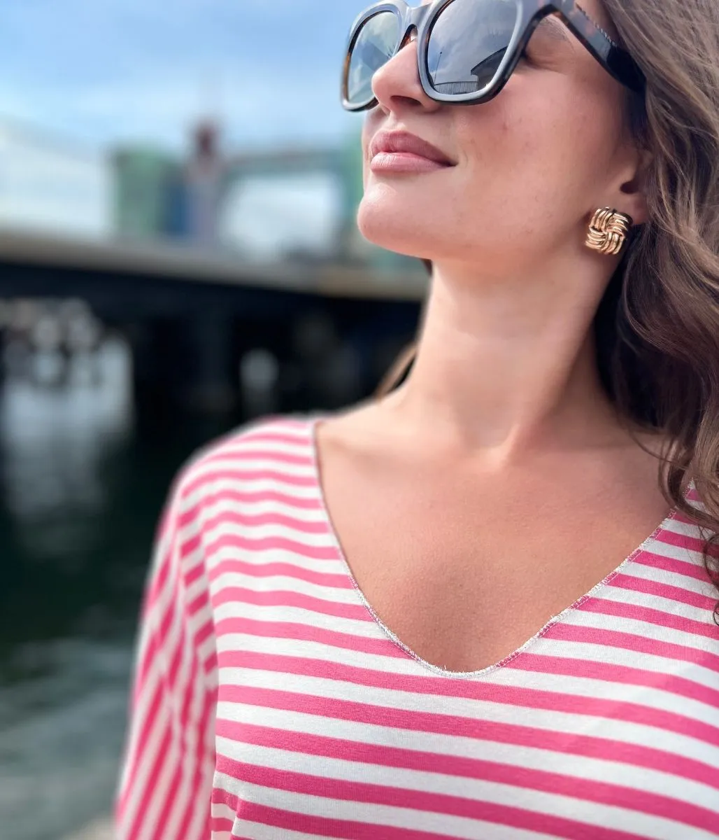 Pink Italian Collection Striped T Shirt