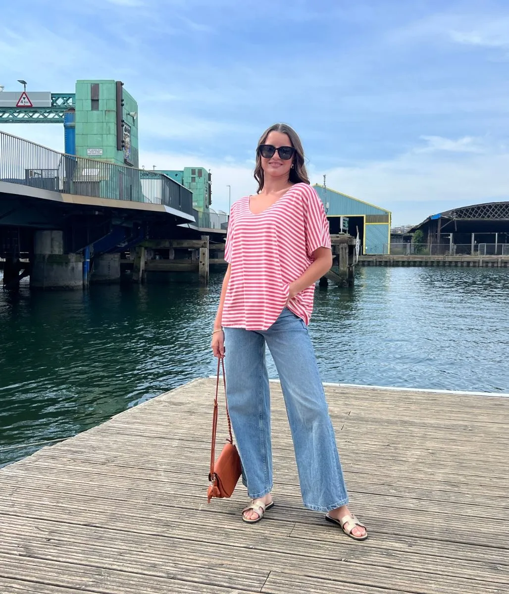 Pink Italian Collection Striped T Shirt