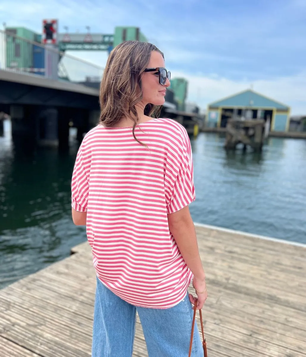 Pink Italian Collection Striped T Shirt