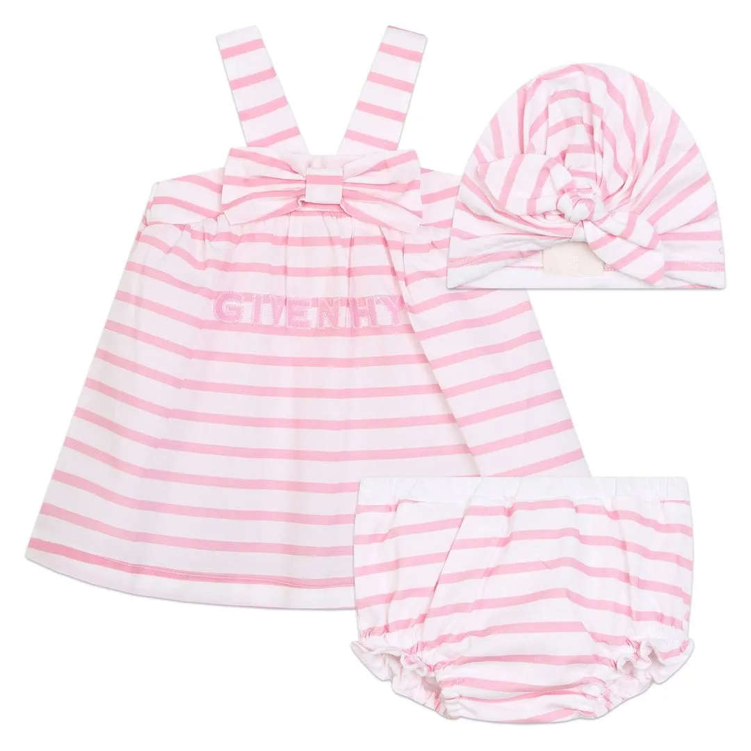 Pink Striped Dress & Headband