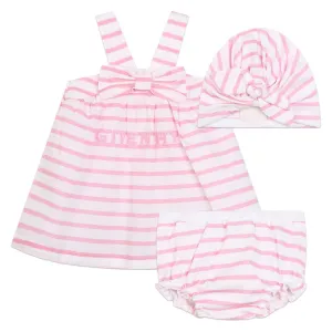 Pink Striped Dress & Headband