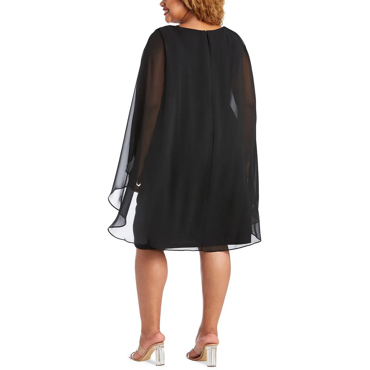 Plus Womens Scuba Sheer Mini Sheath Dress