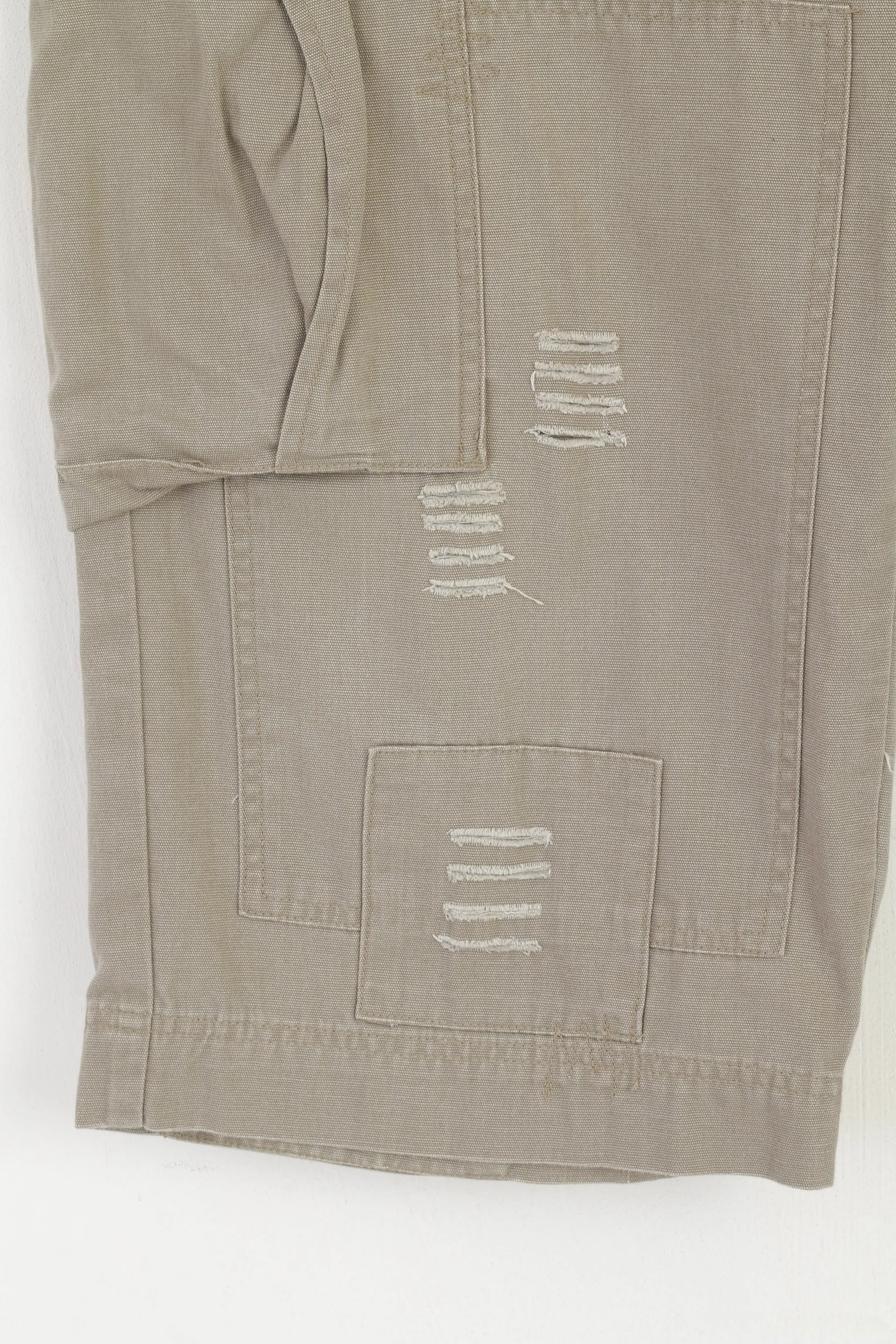 Plusminus By Chiemsee Men XL Shorts Beige Cotton Cargo Combat Embroidered