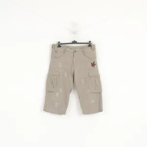 Plusminus By Chiemsee Men XL Shorts Beige Cotton Cargo Combat Embroidered