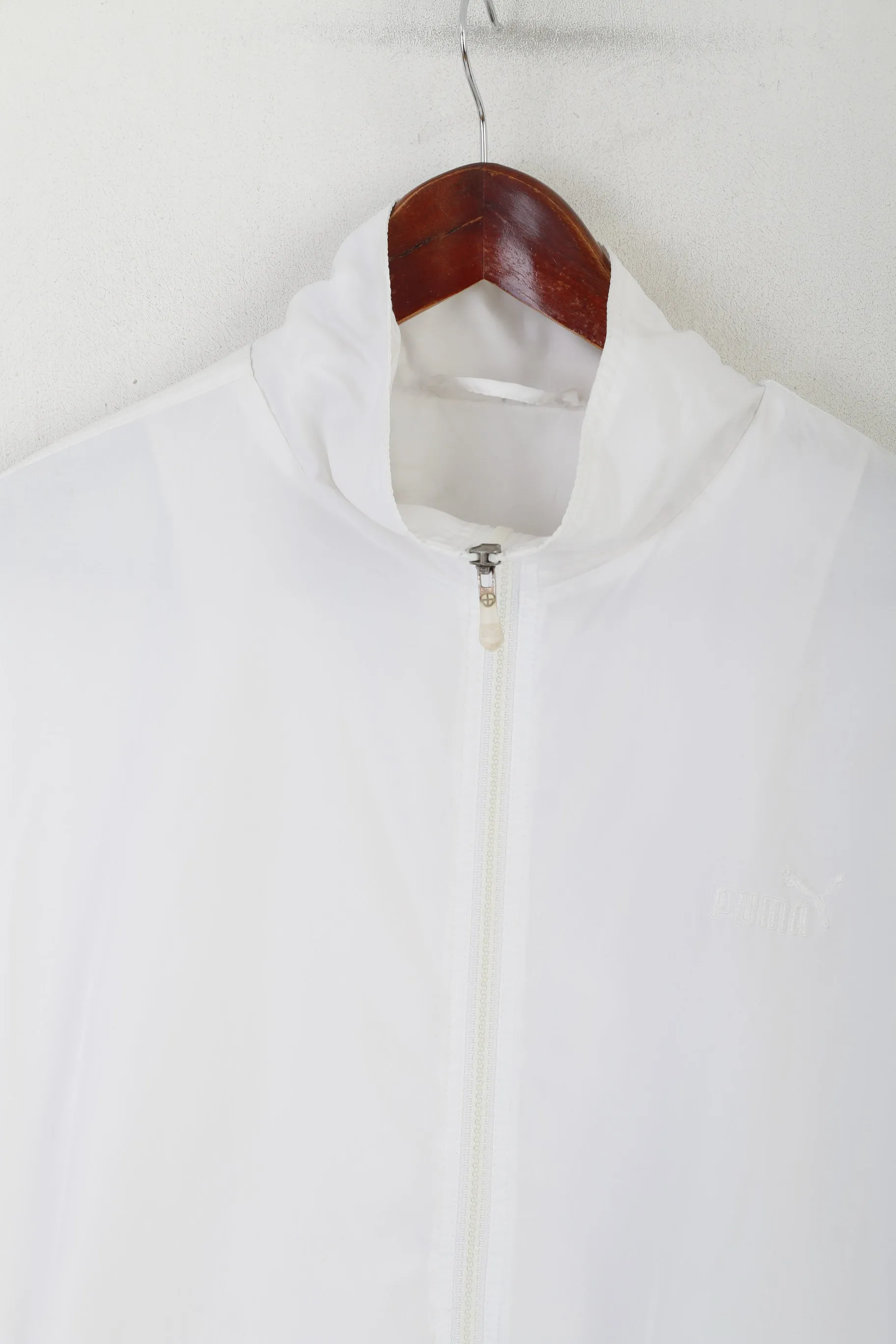 Puma Men L Jacket White Vintage Full Zipper Sportswear Training Lightweight Top
