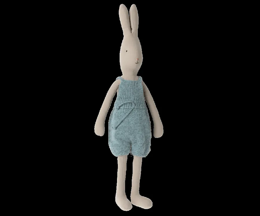 Rabbit in Blue Knitted Overalls, Size 4