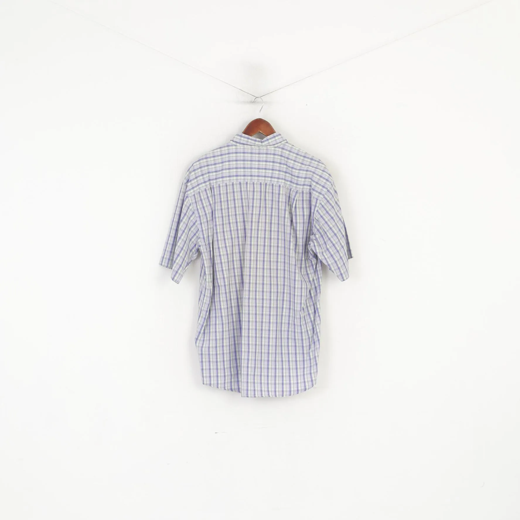 Redgreen Men XL Casual Shirt Purple Check Cotton Pocket Detailed Buttons Top