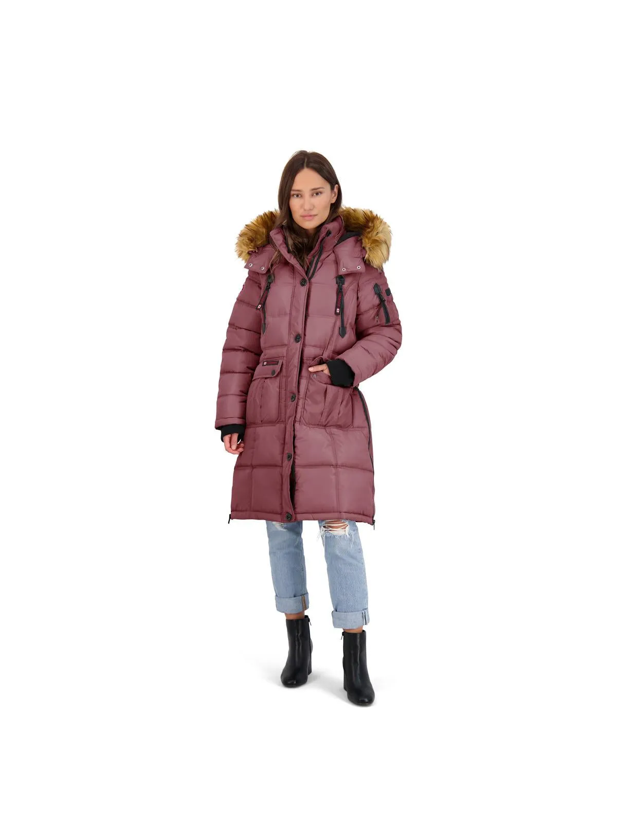 Reformation Womens Faux Fur Heavyweight Puffer Coat