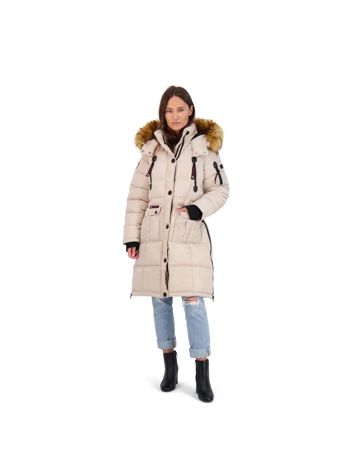 Reformation Womens Faux Fur Heavyweight Puffer Coat