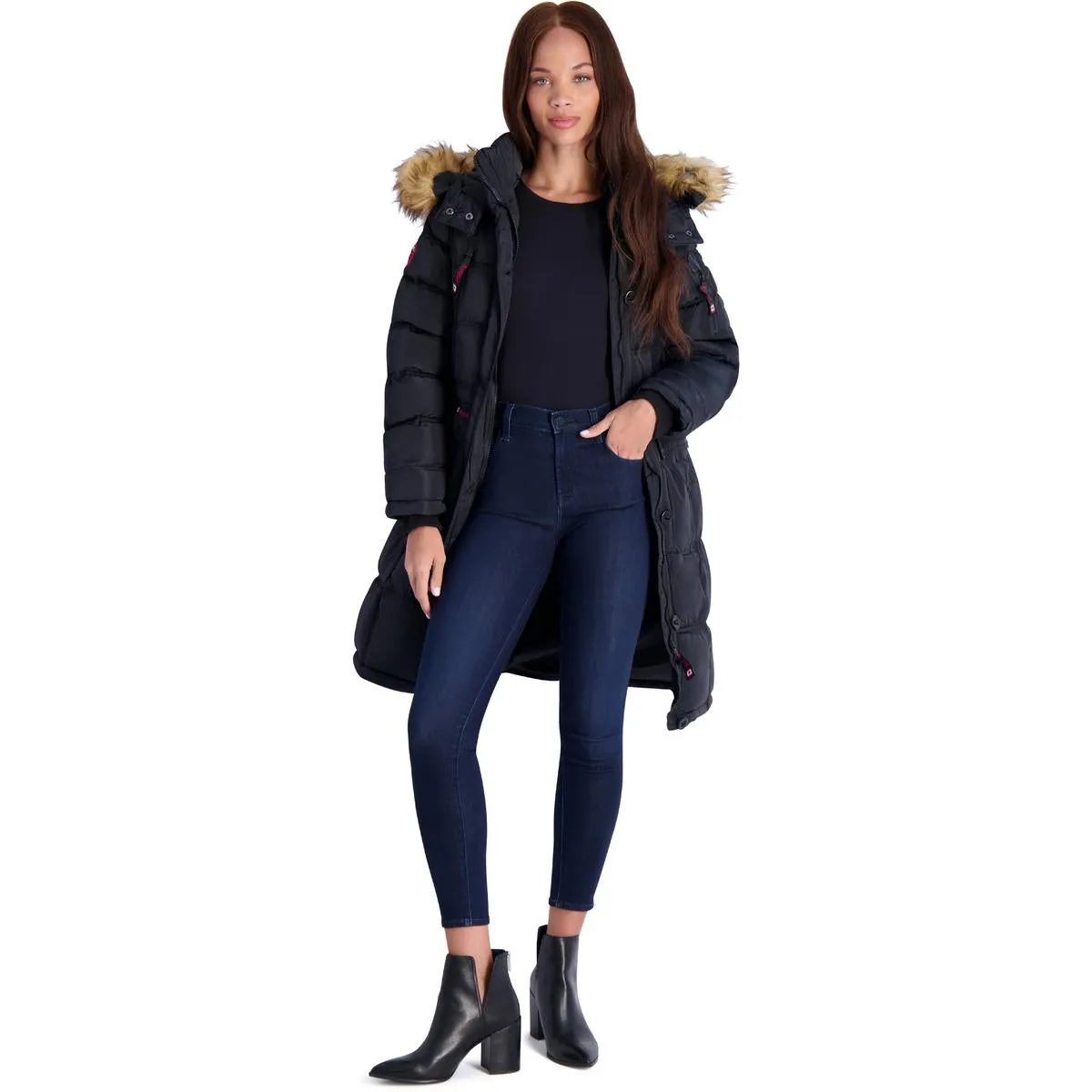 Reformation Womens Faux Fur Heavyweight Puffer Coat