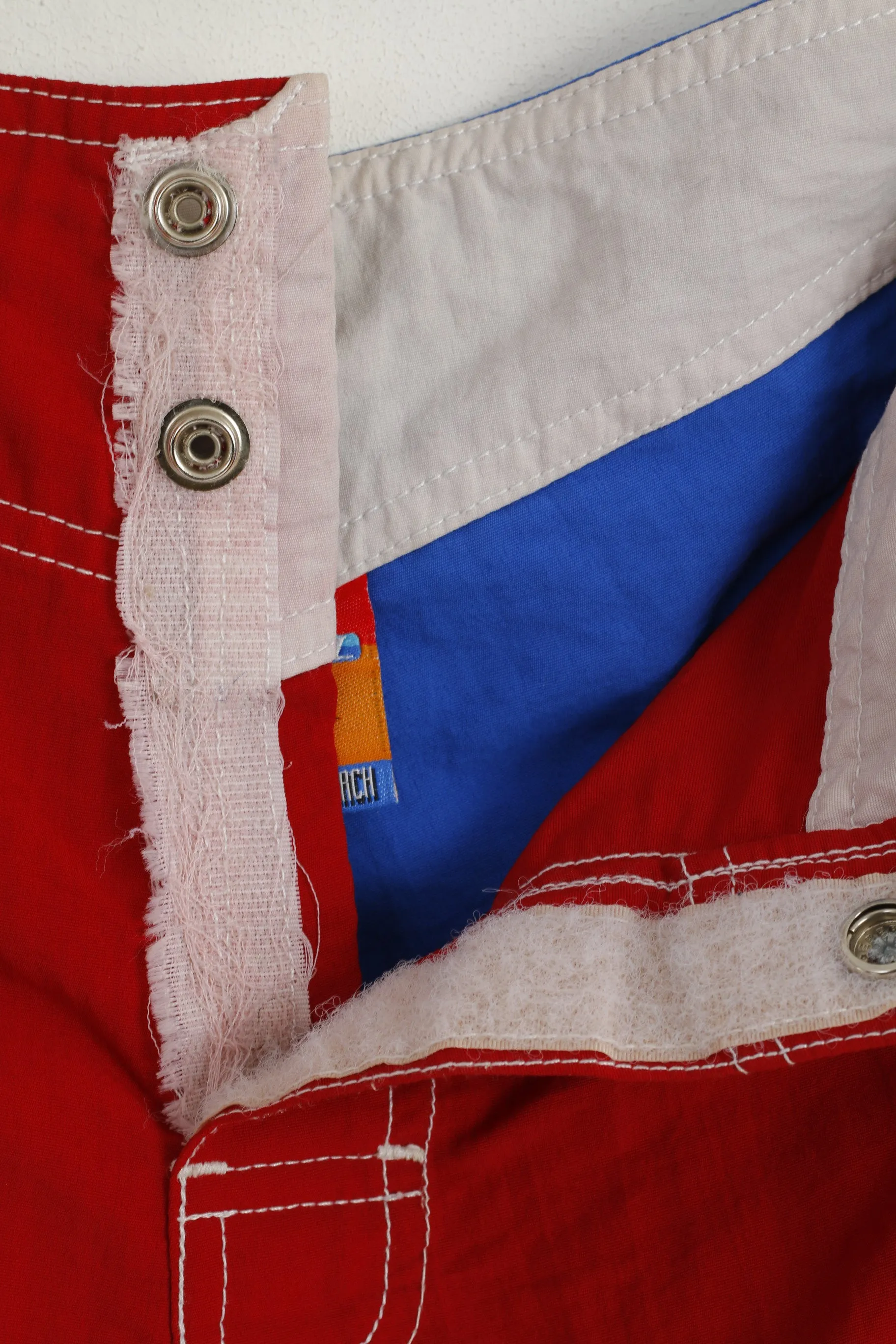 Rip Curl Men 46 XL Shorts Red Blue Nylon Sur Board Swimwear