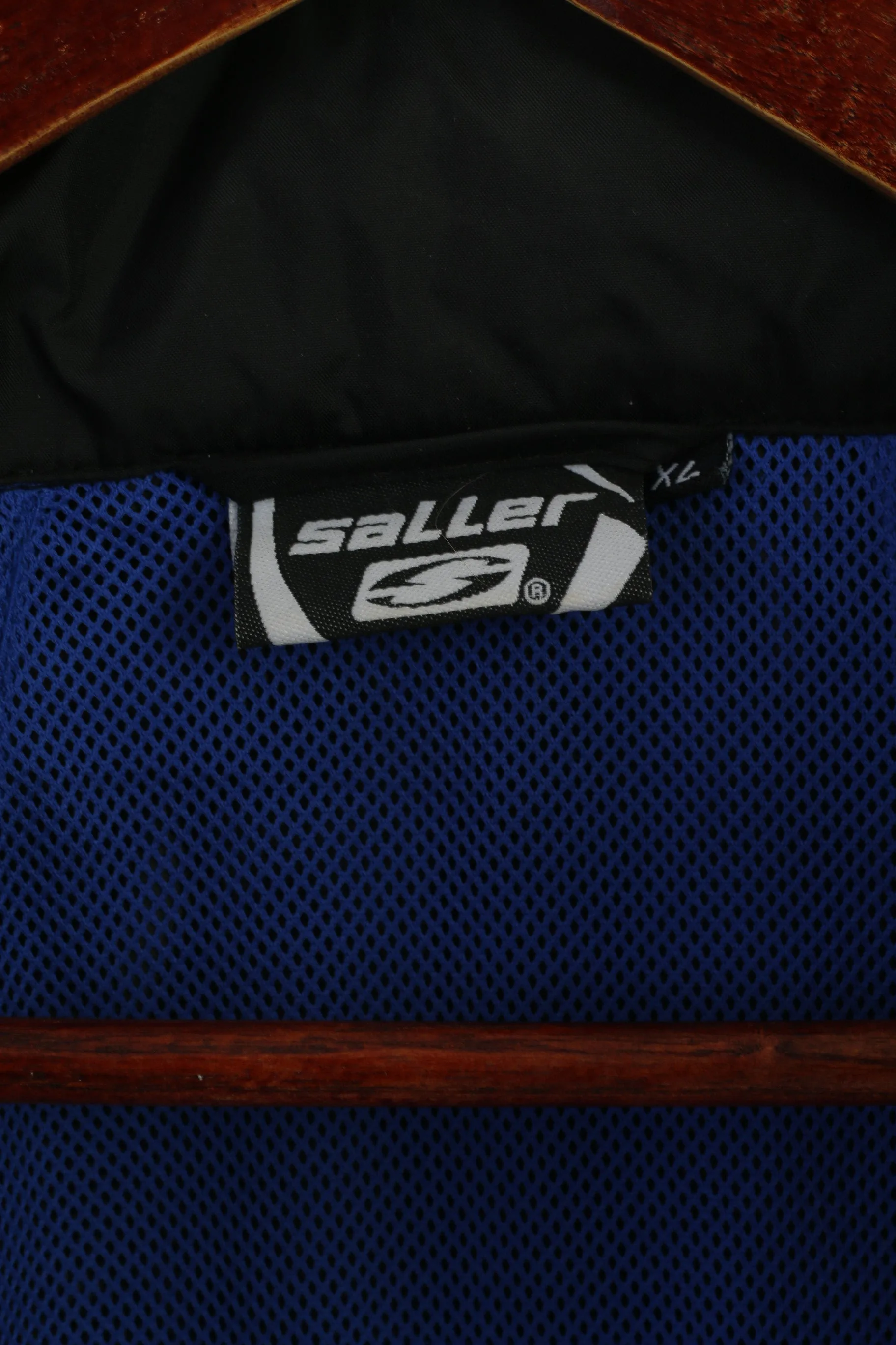 Saller Men XL Jacket Blue Nylon Waterproof Athlets Hidden Hood Zip Up Top