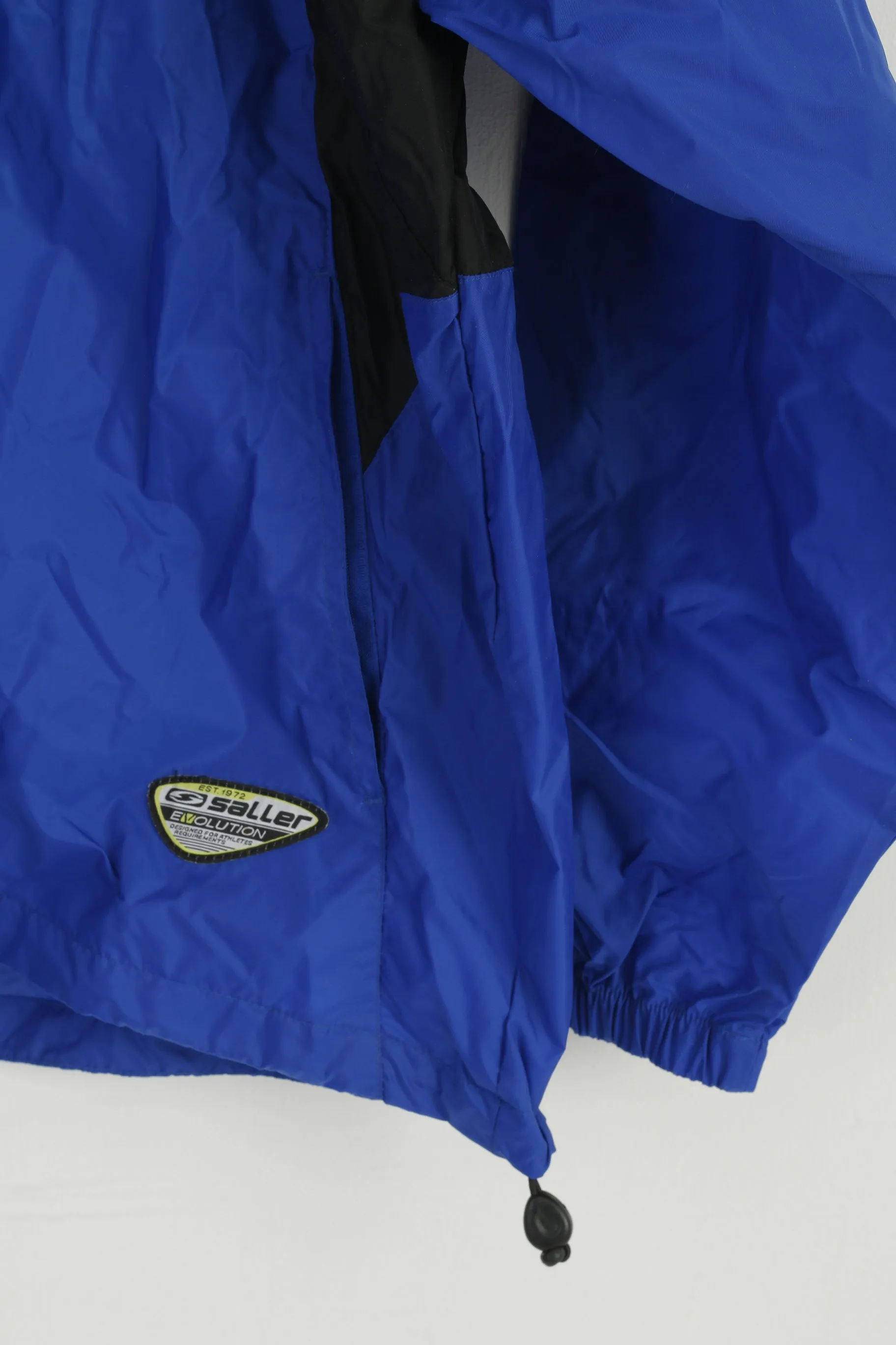 Saller Men XL Jacket Blue Nylon Waterproof Athlets Hidden Hood Zip Up Top