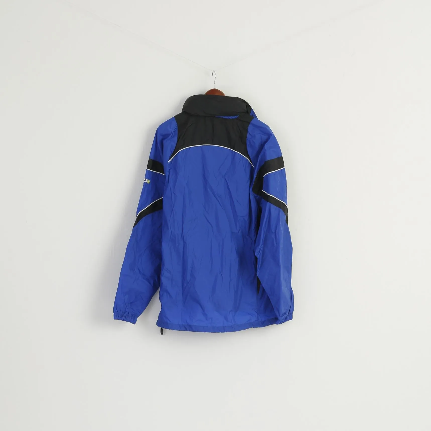Saller Men XL Jacket Blue Nylon Waterproof Athlets Hidden Hood Zip Up Top