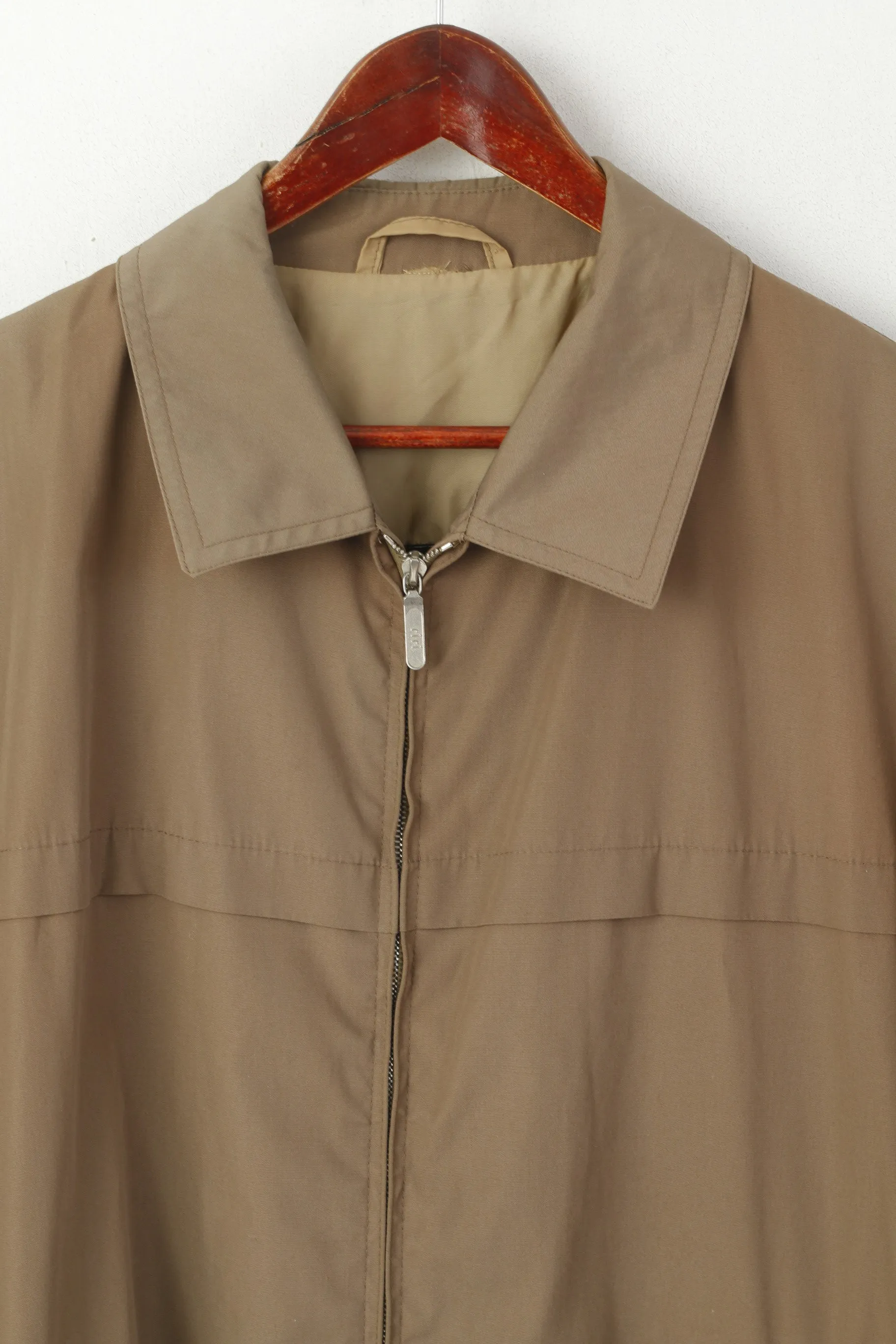 Schild Men L Jacket Shiny Taupe Harrington Lightweight Full Zip Retro Top