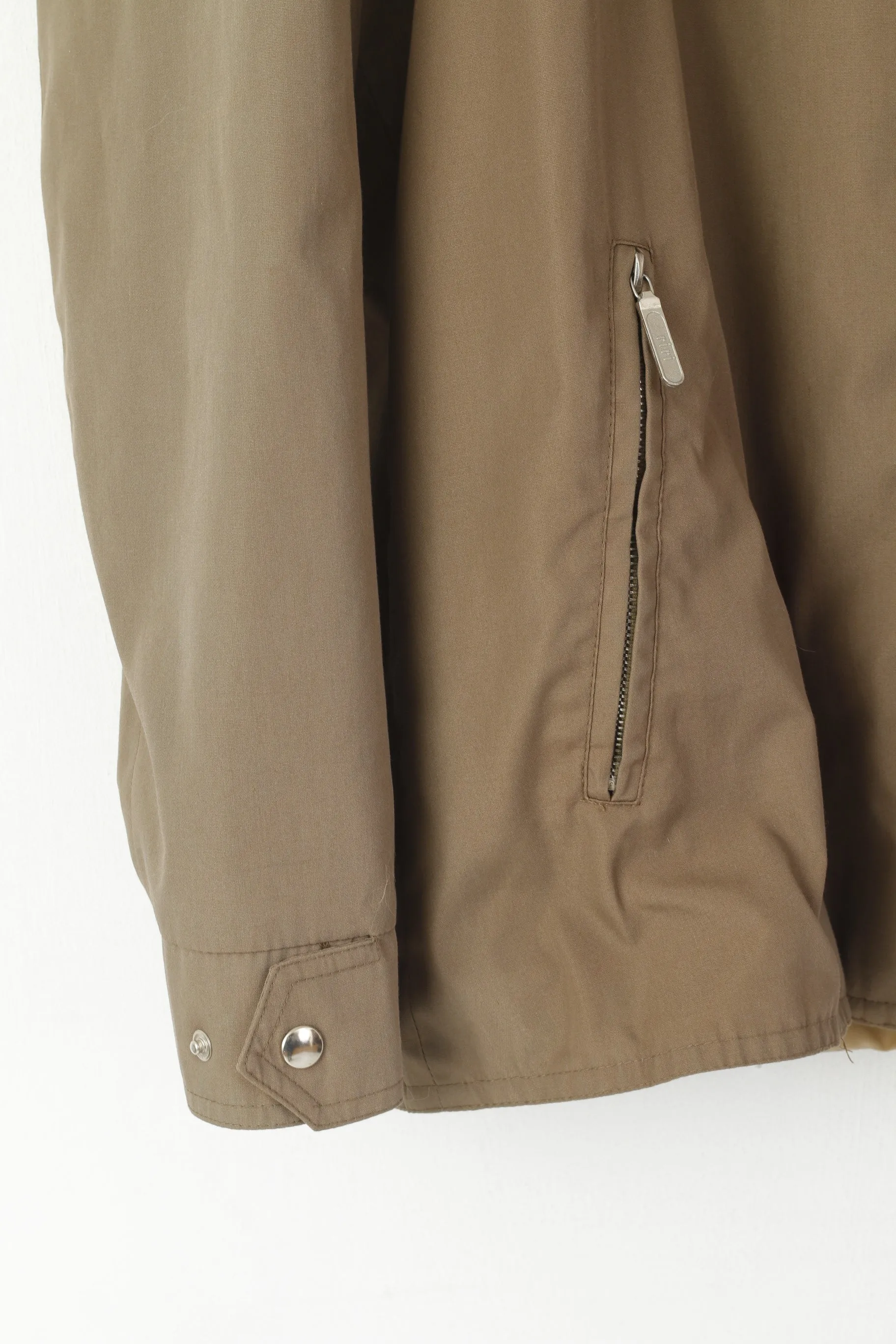 Schild Men L Jacket Shiny Taupe Harrington Lightweight Full Zip Retro Top