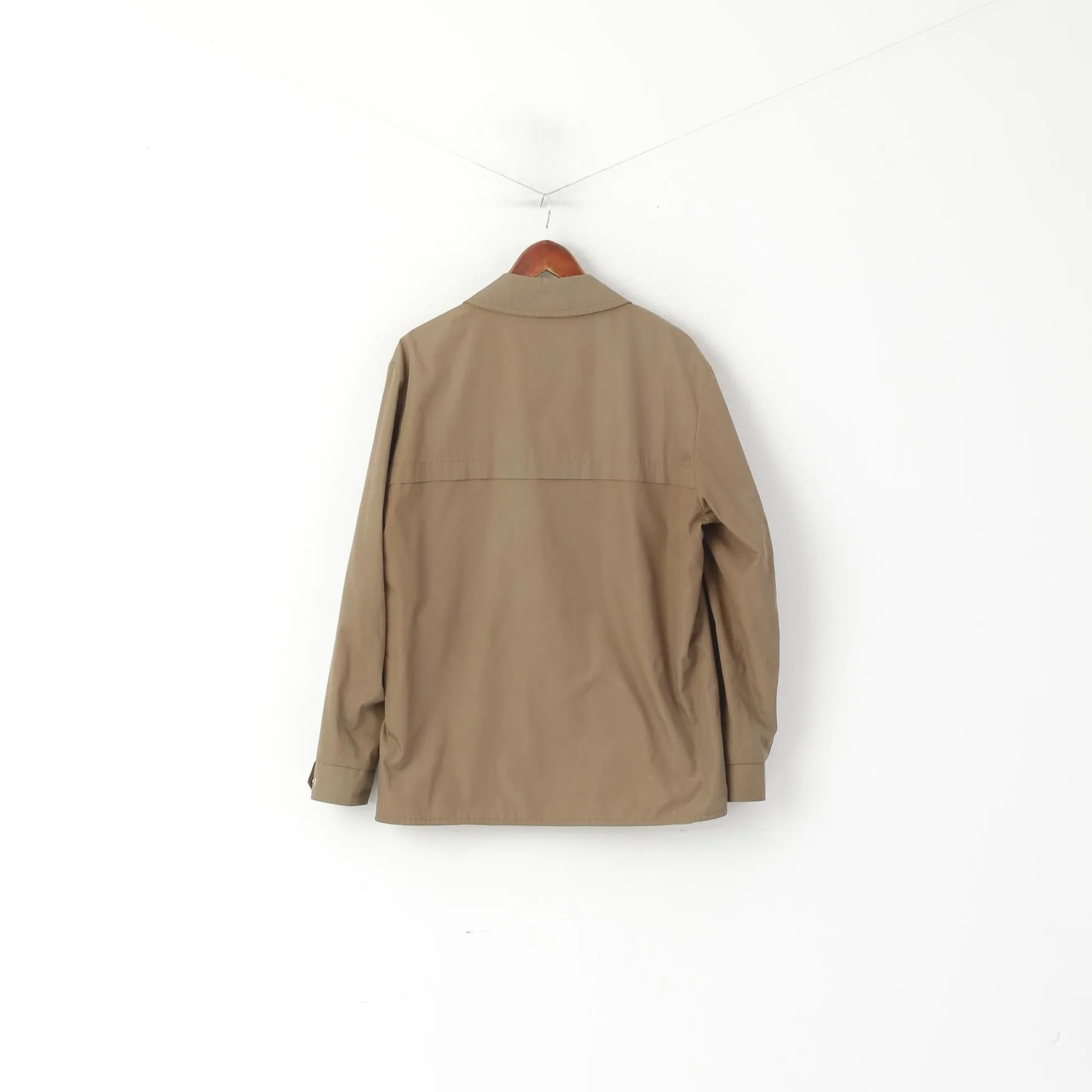 Schild Men L Jacket Shiny Taupe Harrington Lightweight Full Zip Retro Top