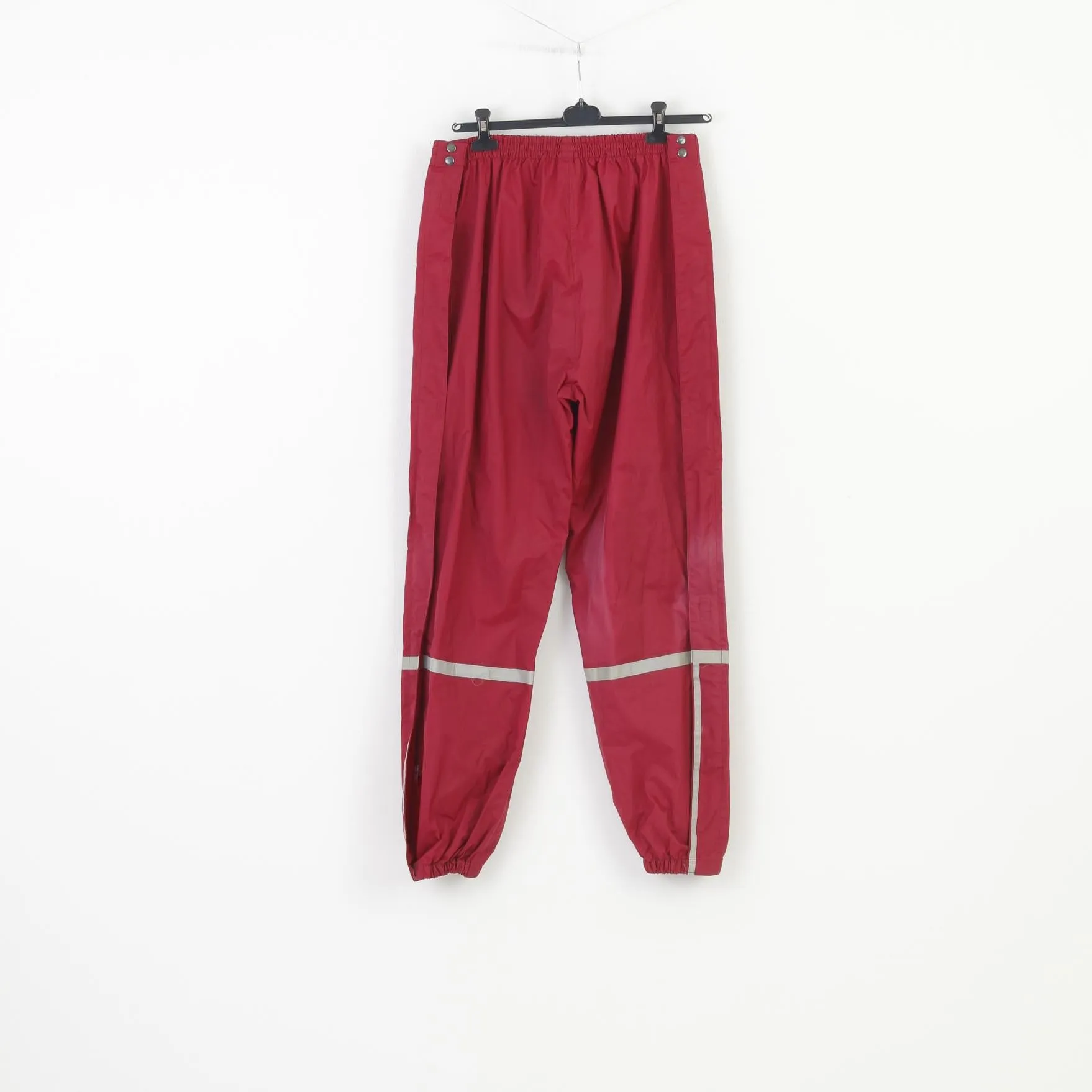 Shamp Men L Trousers Burgundy Polyamid Zippered Legs Sport Elastic Waistband Vintage