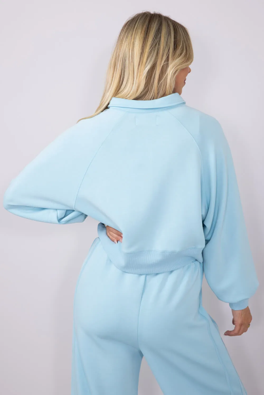 Simply Southern Gigi ¼ Snap Collar Modal Knit Pullover for Women in Ice Blue | PP-0125-PULL-GIGI-ICE