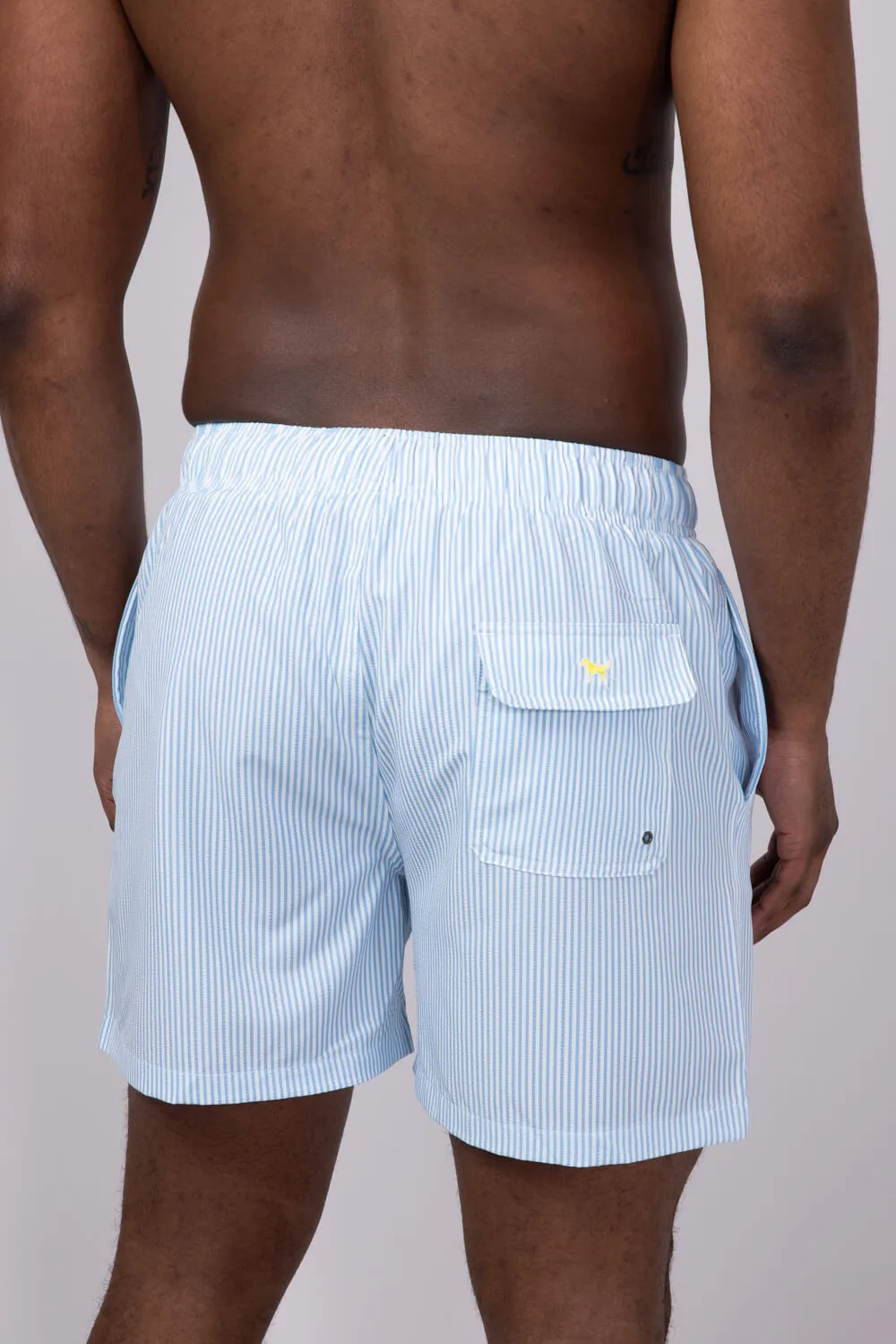Simply Southern Seersucker 5.5” Swim Shorts for Men in Blue | 0125-MN-SHORT-SEER-BLUSTRP
