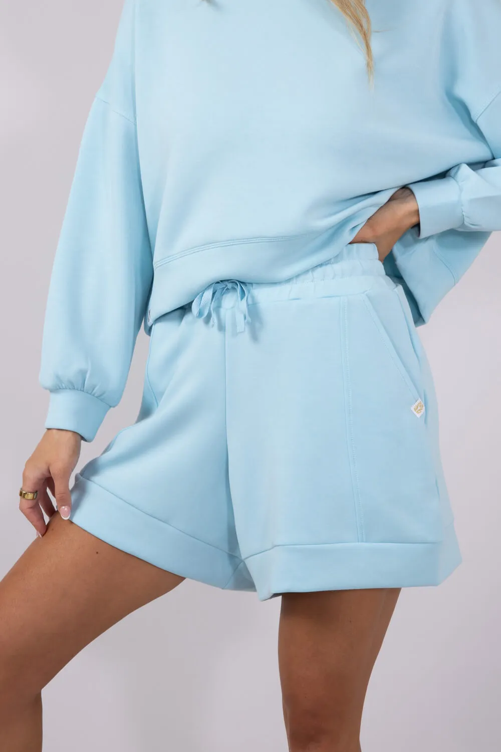 Simply Southern Sophie Modal Knit Shorts for Women in Ice Blue | PP-0125-SHORT-SOPHIE-ICE