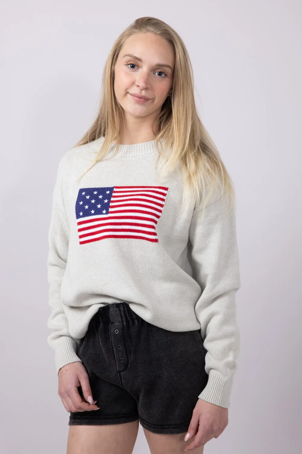 Simply Southern Unisex USA Sweater in Grey | 0125-MN-SWTR-USA-GRY