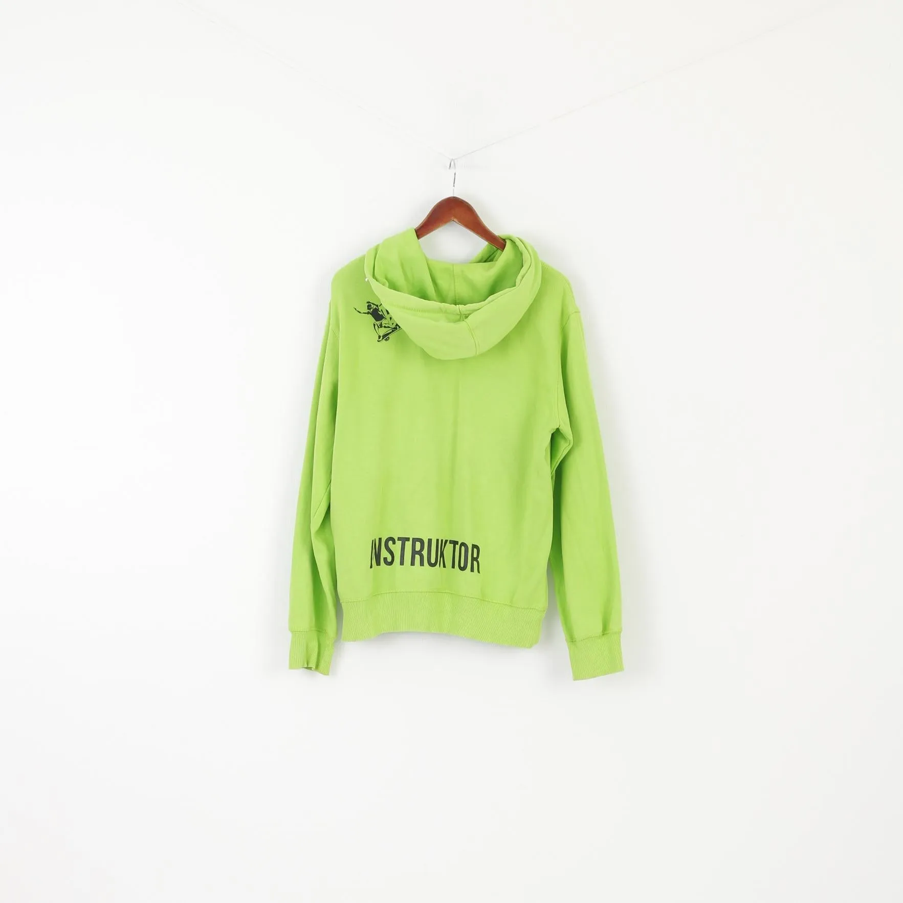 Stedman Men L Sweatshirt Green Neon Cotton Trick Board Instruktor Hoodie