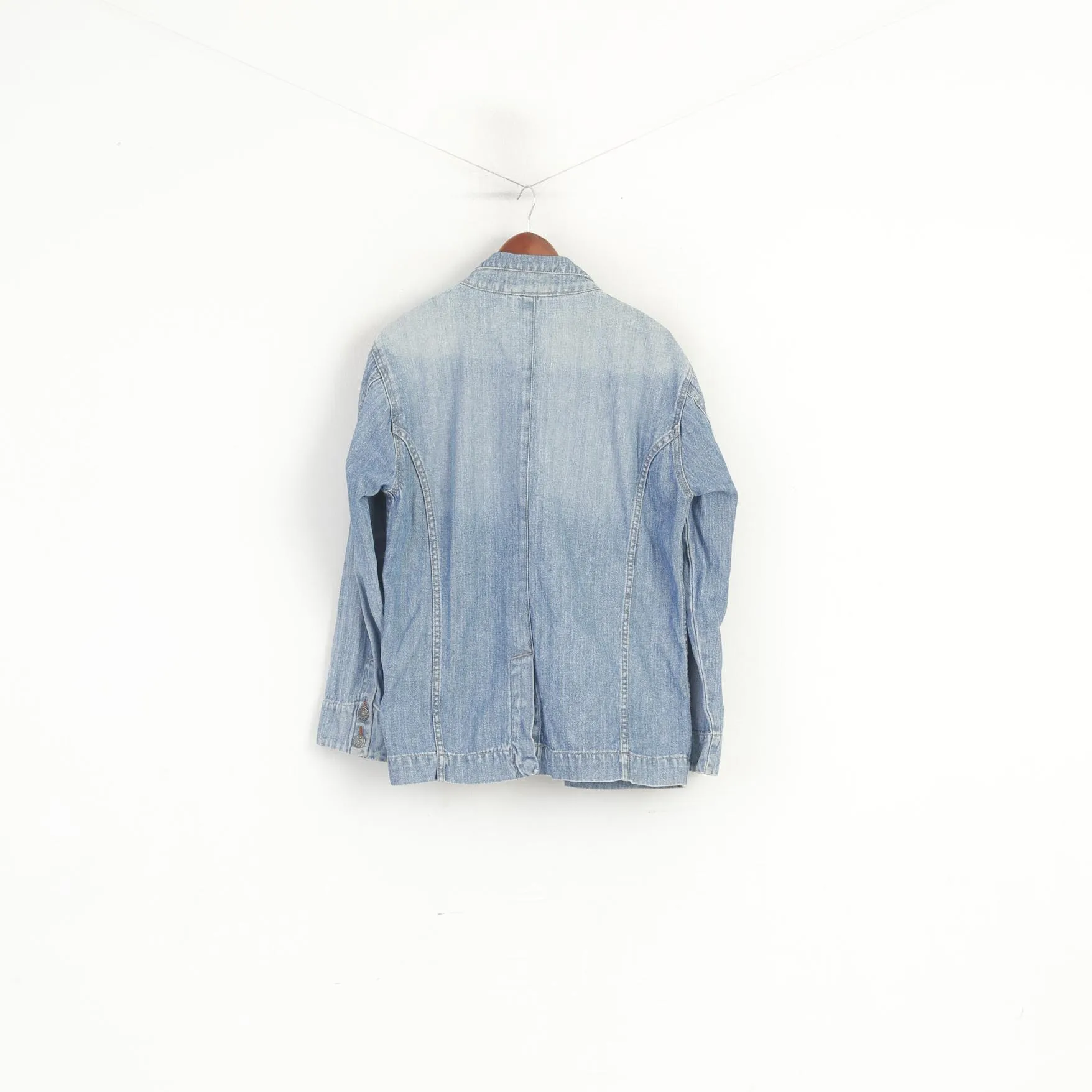 Stone Island Men M Denim Jacket Blue Vintage Cotton Wash Jeans Top