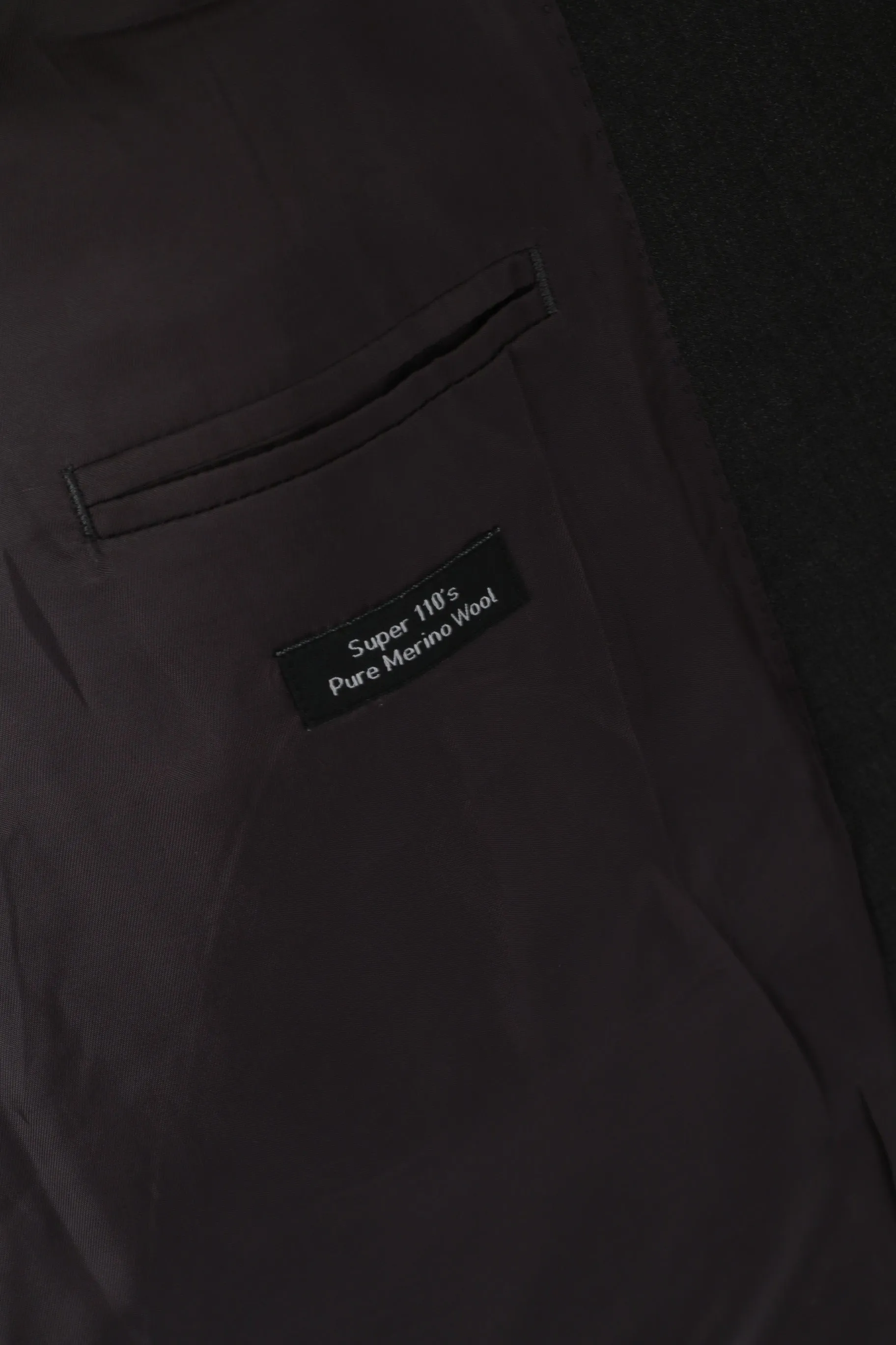 TM Lewin Men 48 58 Blazer Charcoal Wool Single Breasted Long Jacket