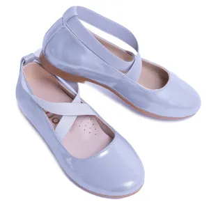 Toddler Silver Satin Ballerina Flats
