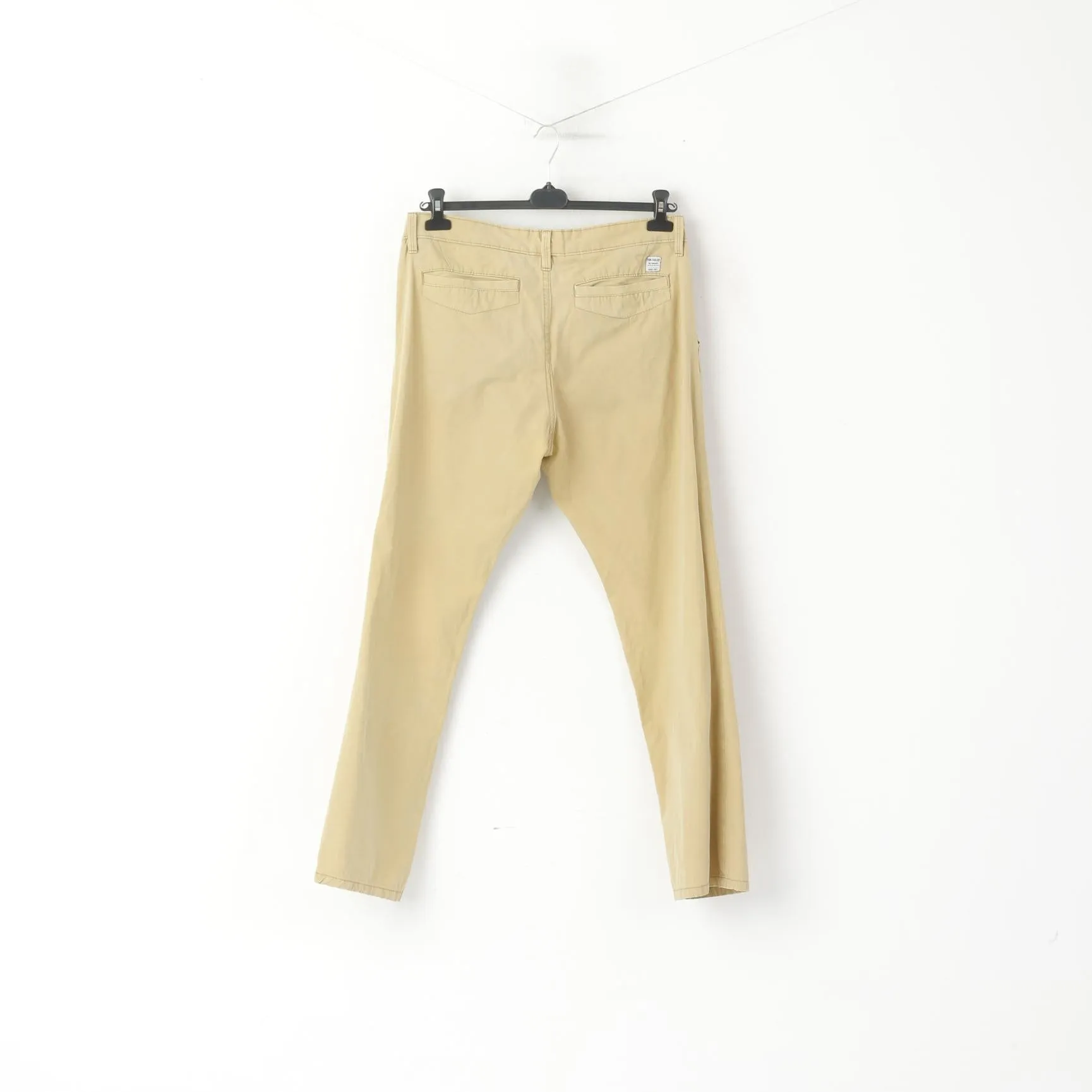 Tom Tailor Men 34 Trousers Cream Cotton Marvin Slim Casual Pants