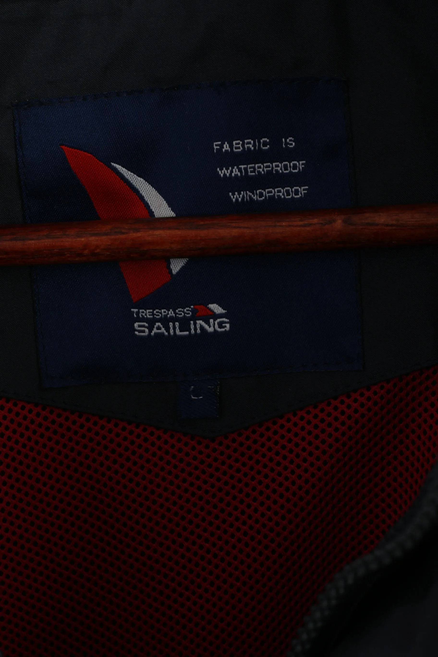 Trespass Sailing Men L Jacket Navy Hidden Hood Waterproof Sailing Outdoor Top