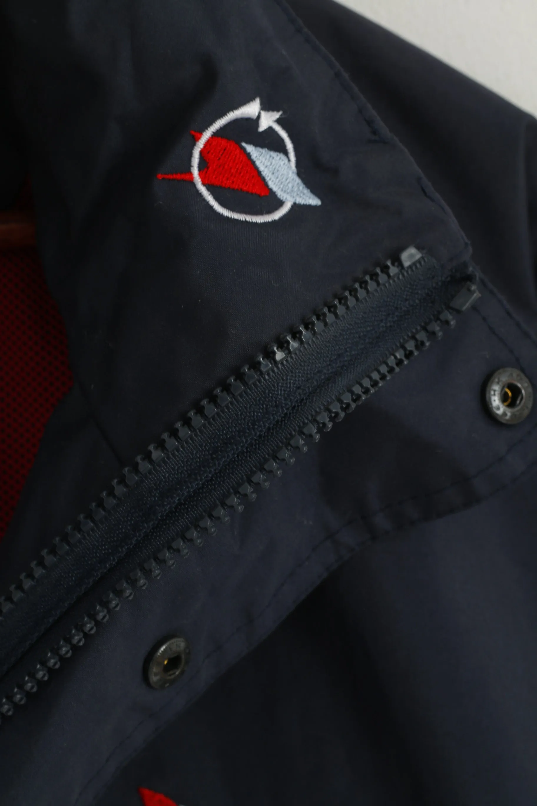 Trespass Sailing Men L Jacket Navy Hidden Hood Waterproof Sailing Outdoor Top