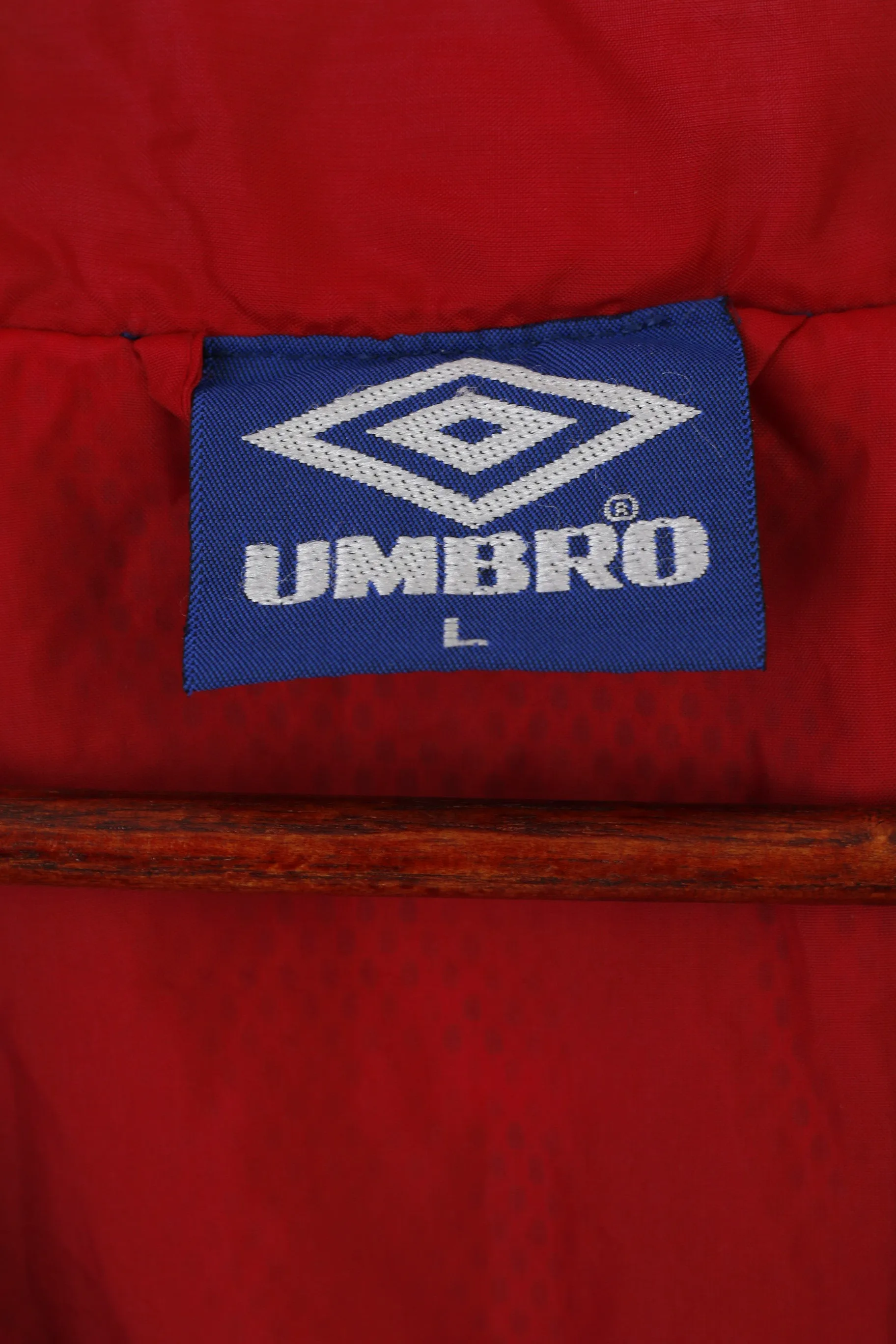 Umbro Men L Jacket Blue Vintage 90s Full Zipper Bomber Sportswear Top