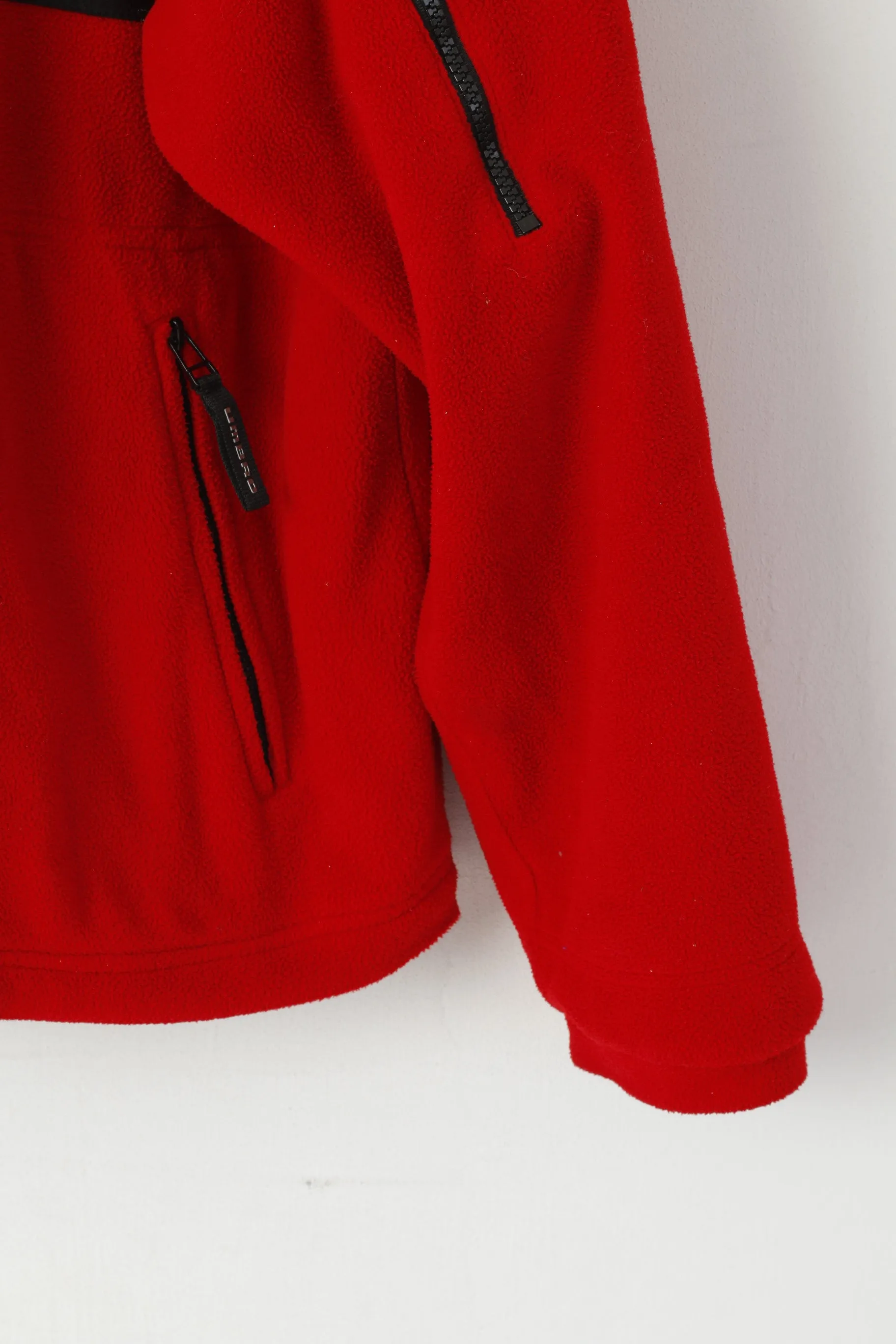 Umbro Men M Fleece Jacket Red Hooded Full Zip Sportswear Lined Top
