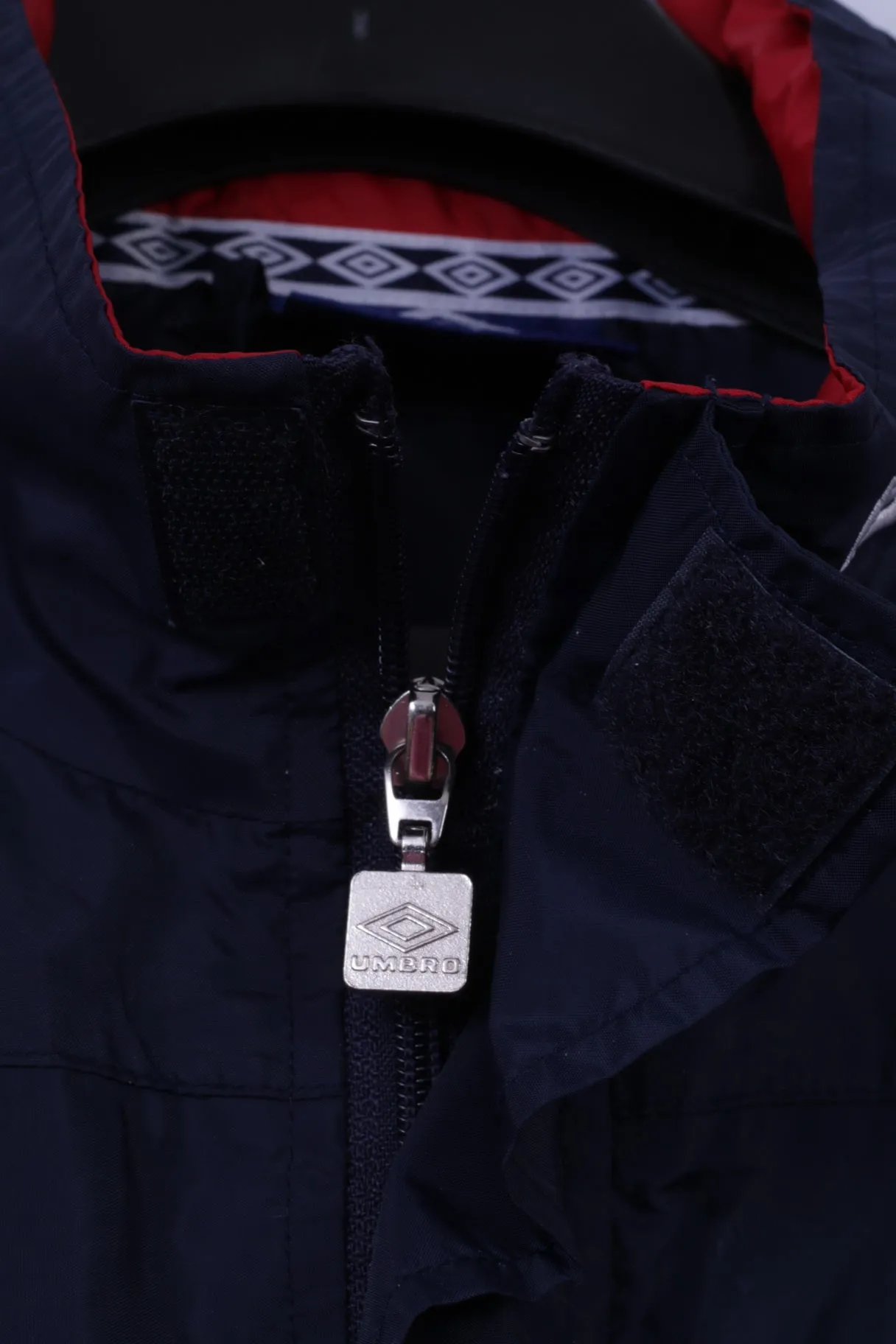 Umbro Men M Jacket Navy Nylon Waterproof Hidden Hood Sportswear Active Top
