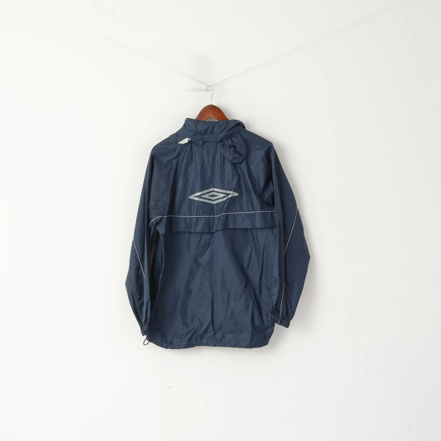 Umbro Men S Jacket Navy Full Zipper Sportswear Hidden Hood Lightweight Top
