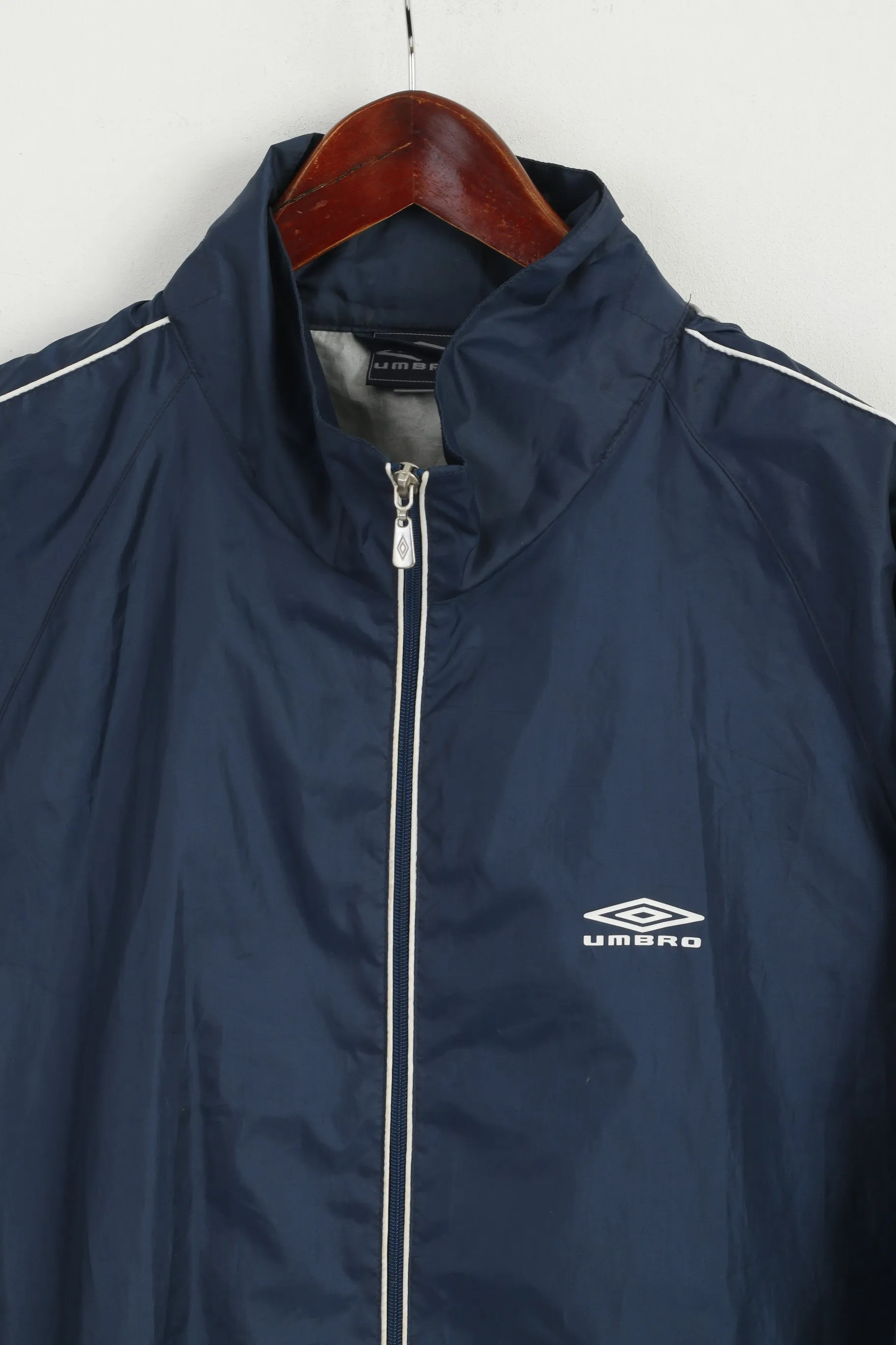 Umbro Men S Jacket Navy Lightweight Hooded Full Zipper Activewear Top