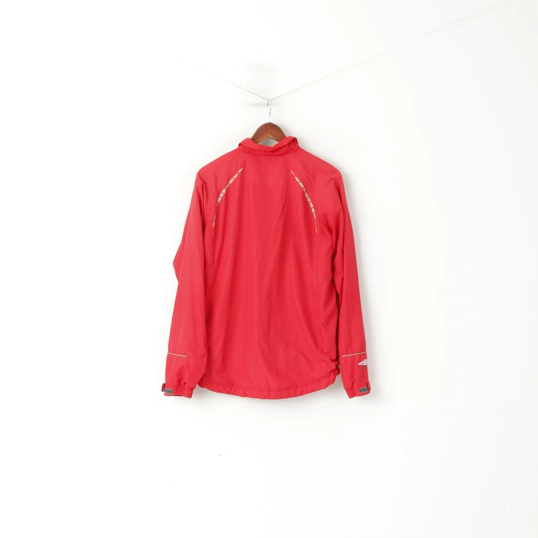 Umbro Men S Jacket Red Vintage Full Zip Sportswear Reflective Lightweight Top