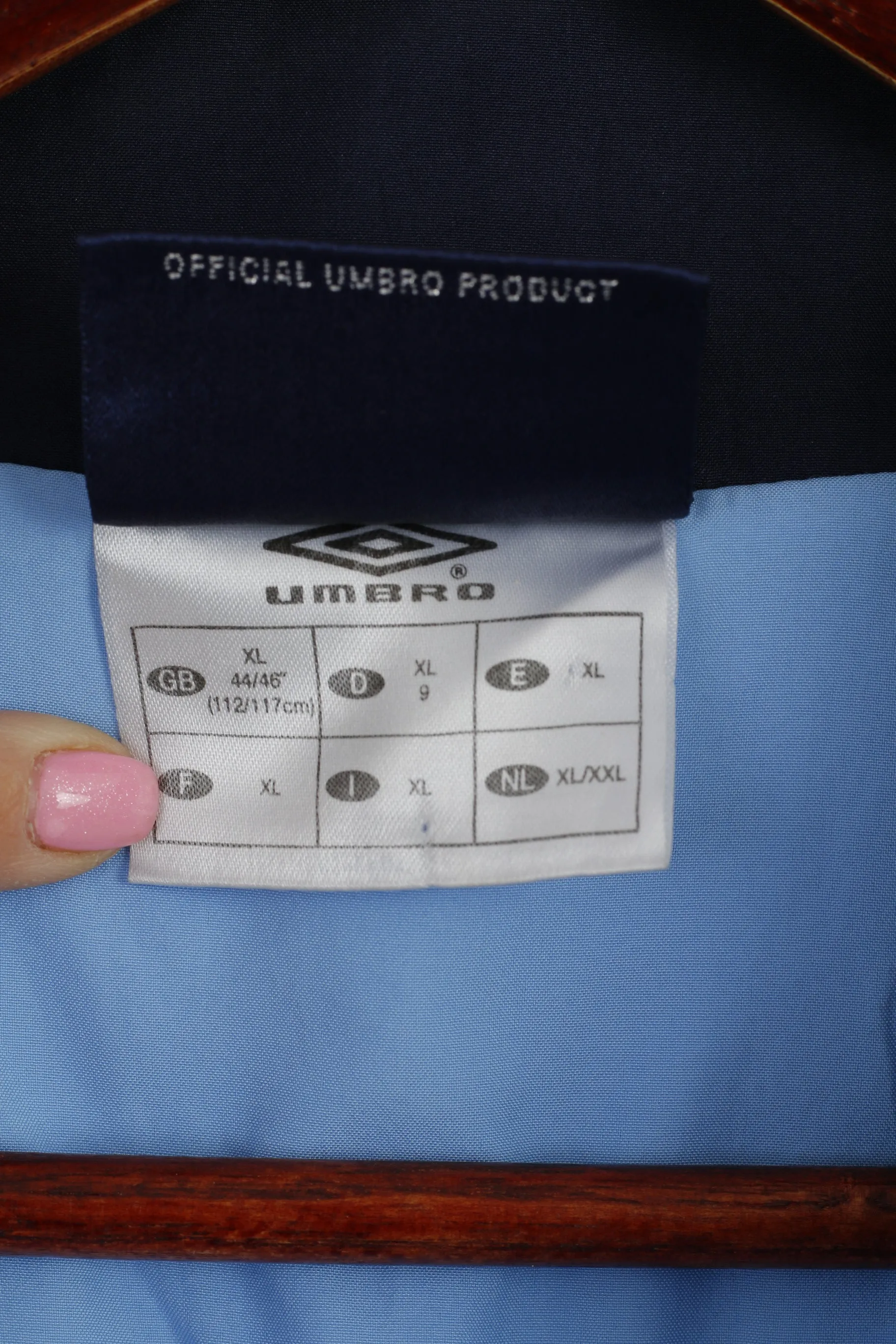 Umbro Men XL Jacket Blue Sport Training Full Zipper Lightweight Bomber Top