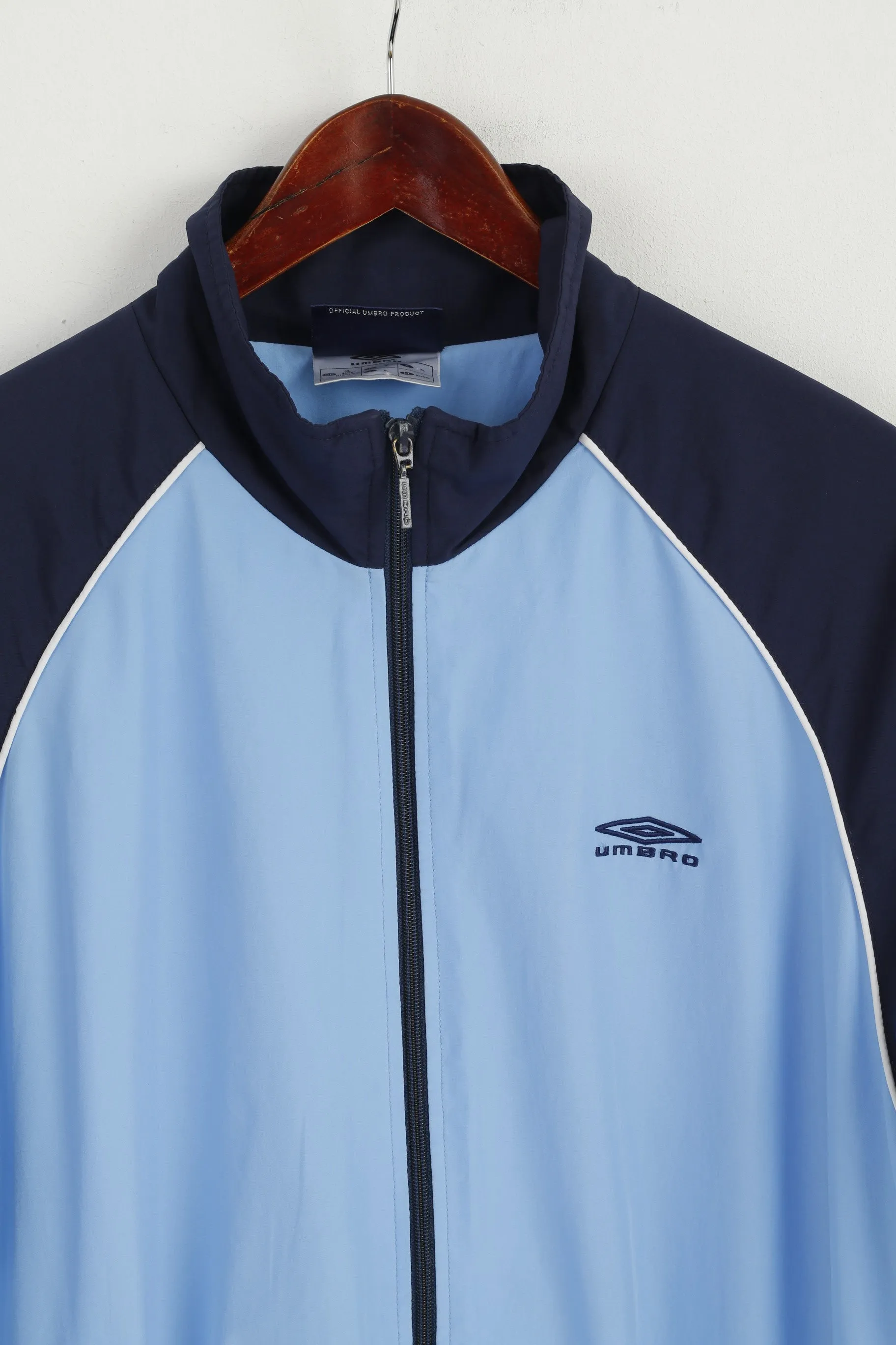 Umbro Men XL Jacket Blue Sport Training Full Zipper Lightweight Bomber Top