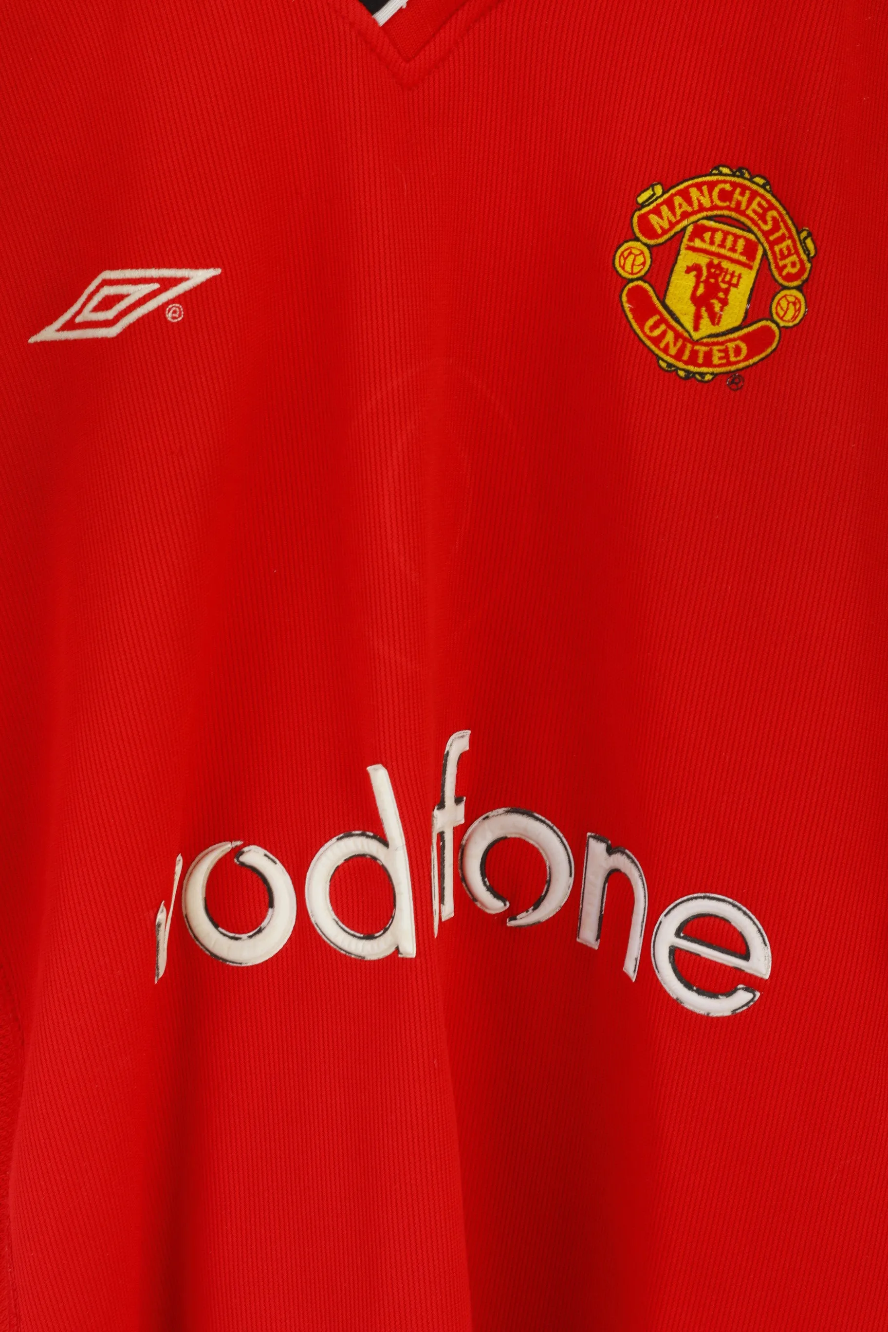 Umbro Men XL Shirt Red Manchester United Football Vintage Jersey Top
