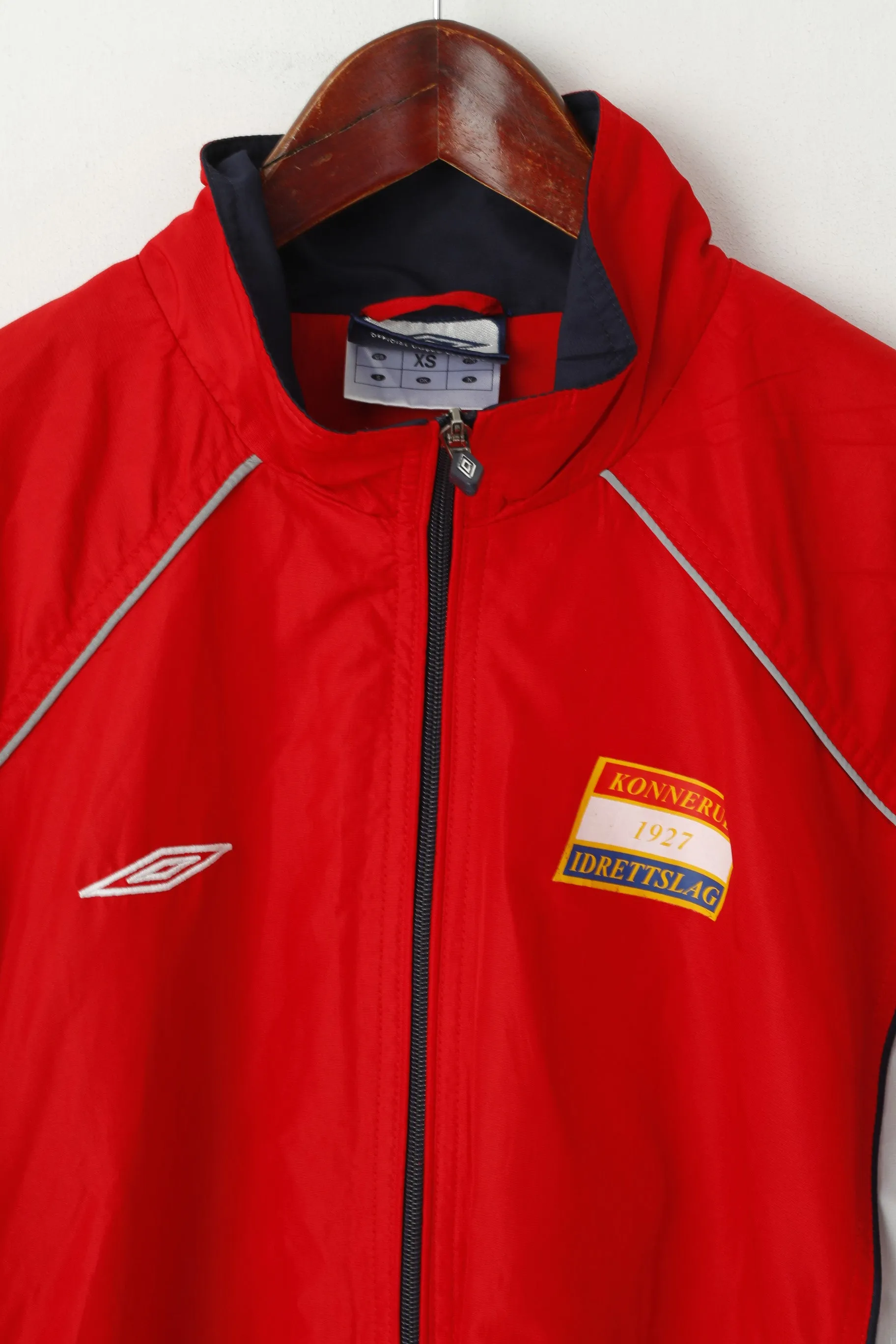 Umbro Men XS Jacket Red Konnerud Idrettslag 1927 Norway Full Zipper Active Top