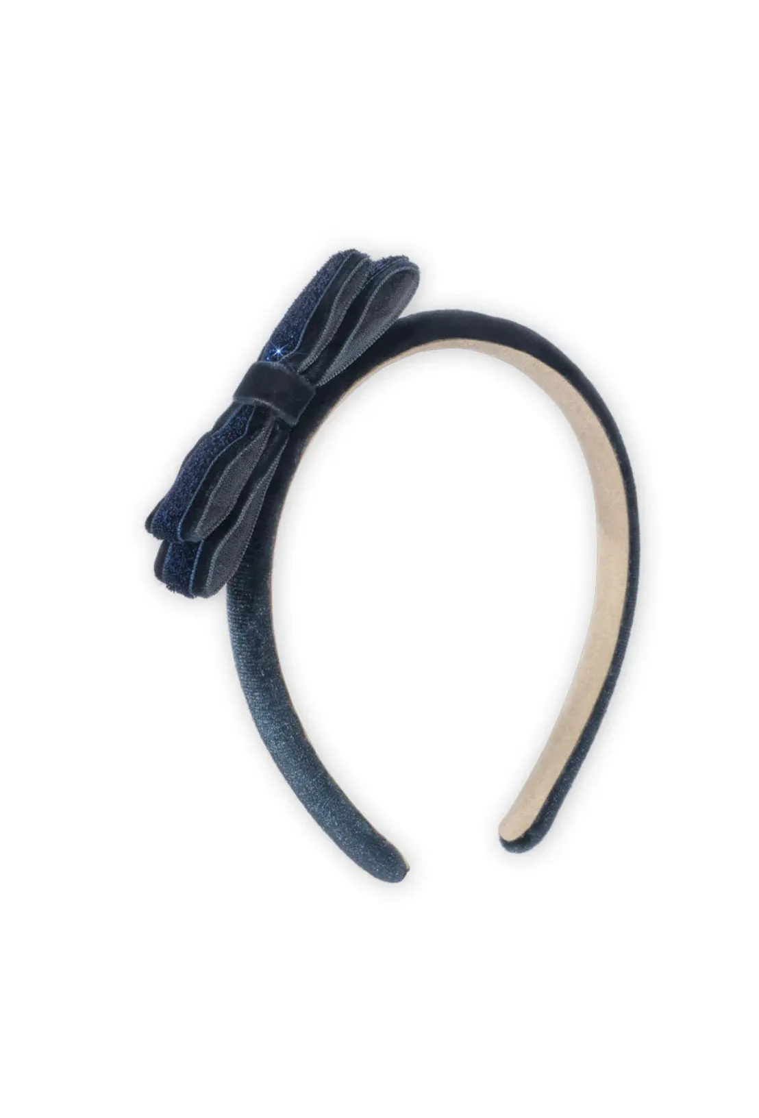 velvet bow hairbrace - navy