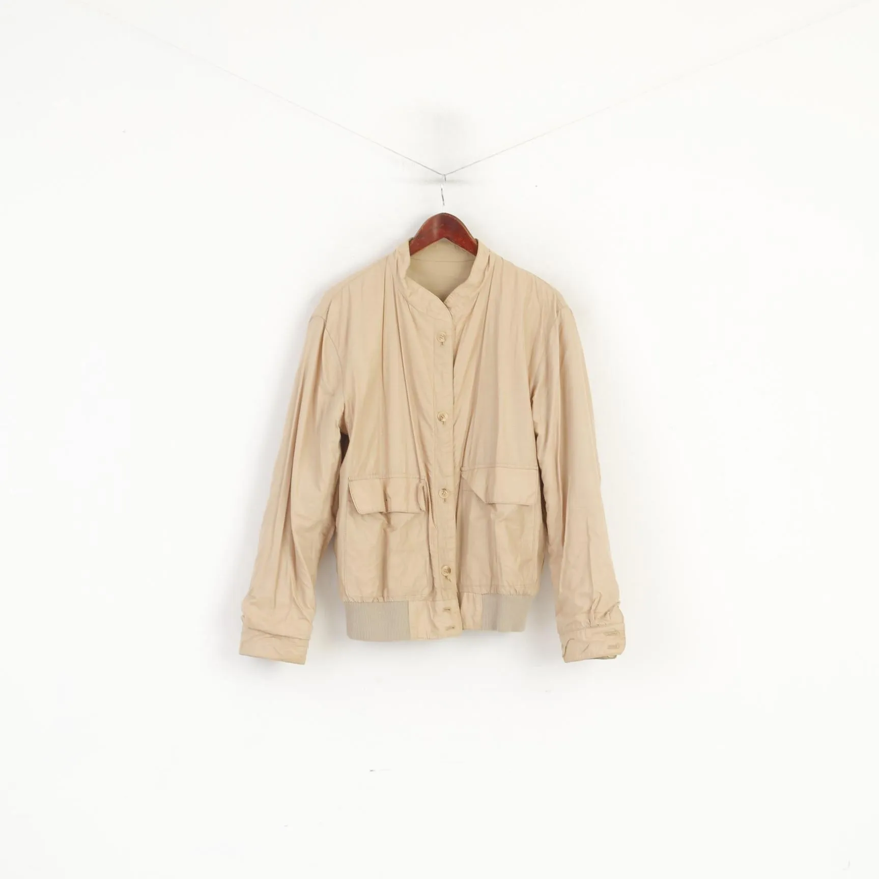 Vintage Men 52 M Jacket Beige Double Sided Harrington Classic Soft Top