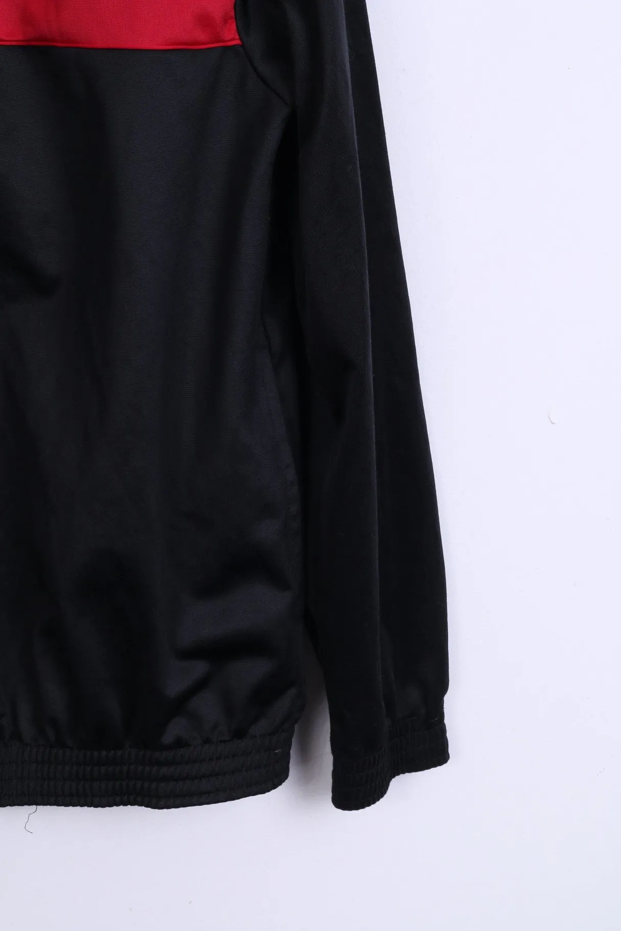 Vintage Men M Sweatshirt Black Shiny Oldschool Full Zipper Top