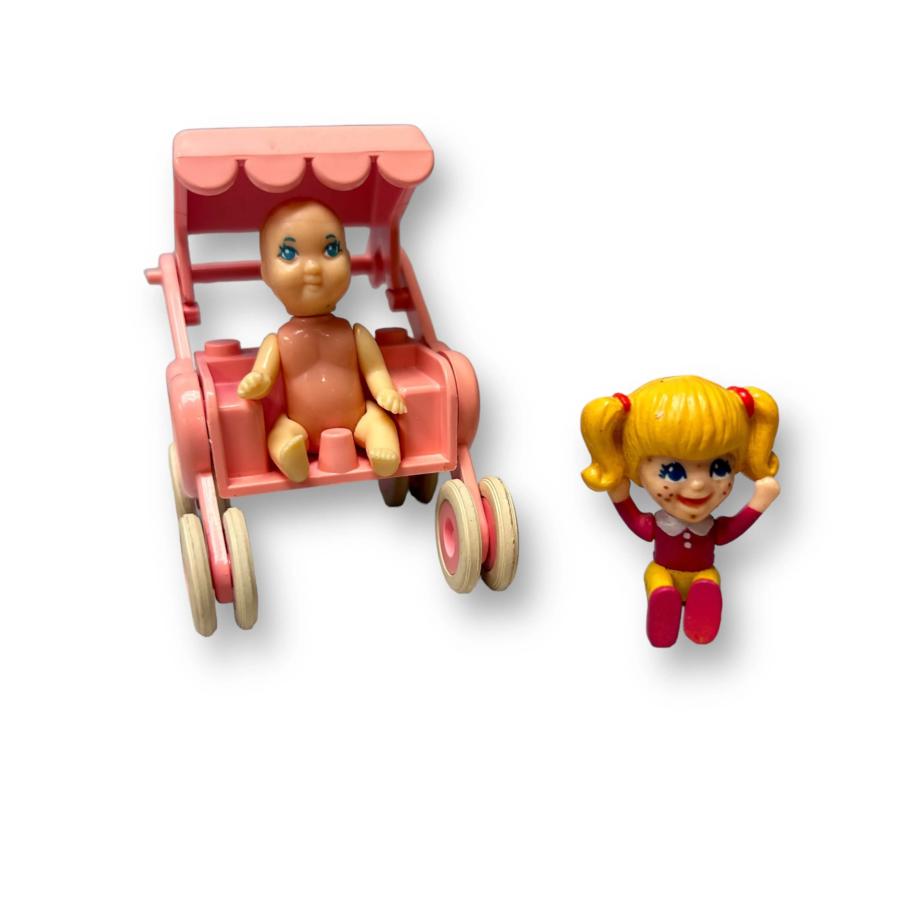 Vintage Playskool Dollhouse Babydoll Stroller with Baby and Teen Doll