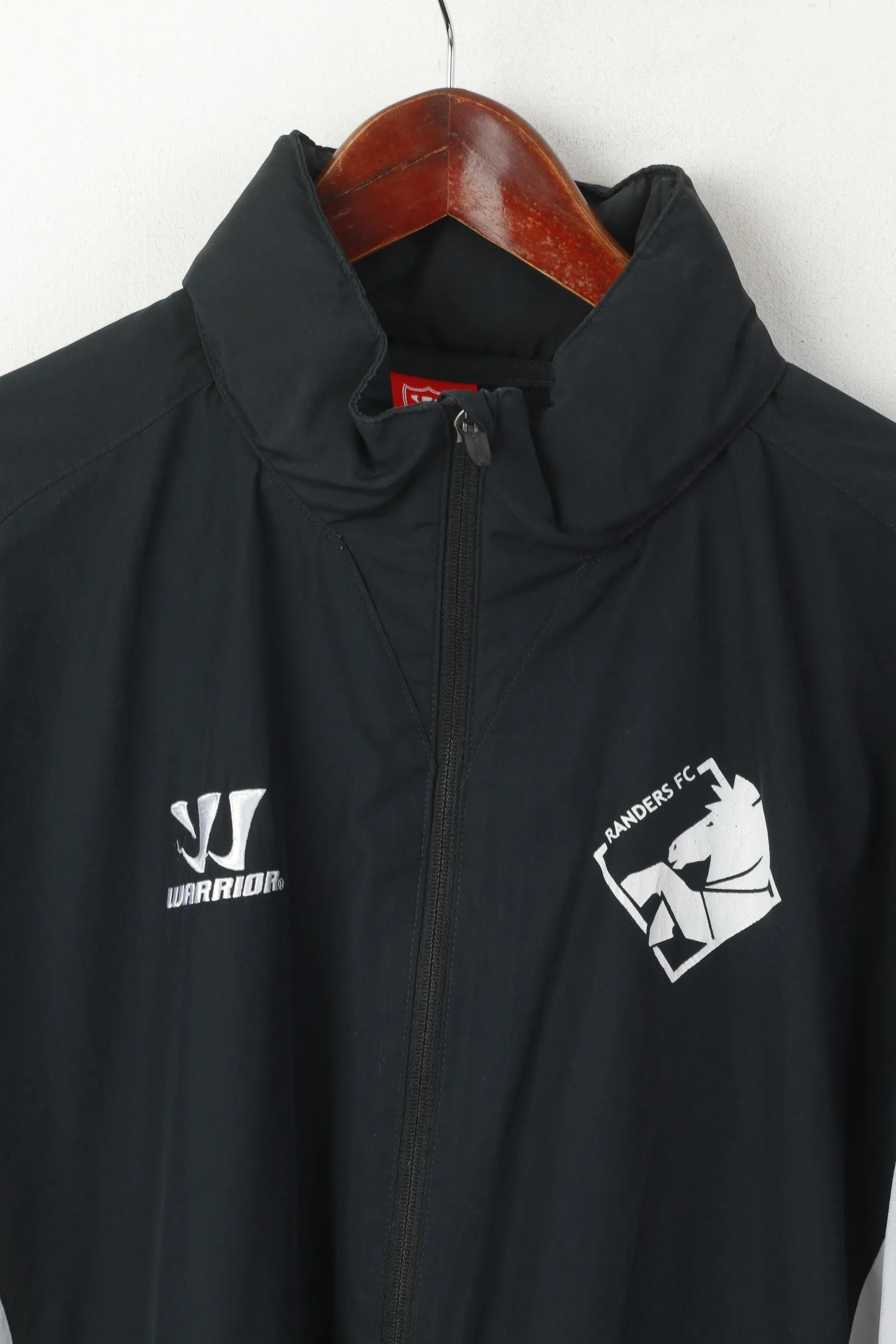 Warrior Men XL Jacket Black Randers Football Club Denmark Hidden Hood Top