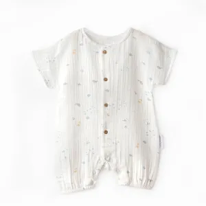 White Happy Ocean Muslin Romper